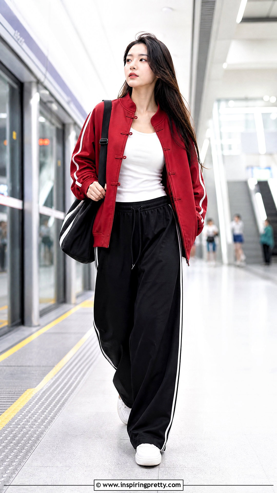 Tang Track Jacket With Sneakers - 50 chinese top outfit ideas