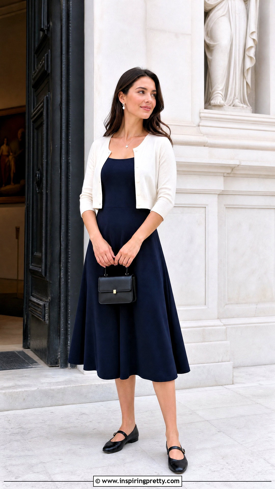 Tank Dress With Cardigan And Ballet Flats - 50 tank top dress outfit ideas