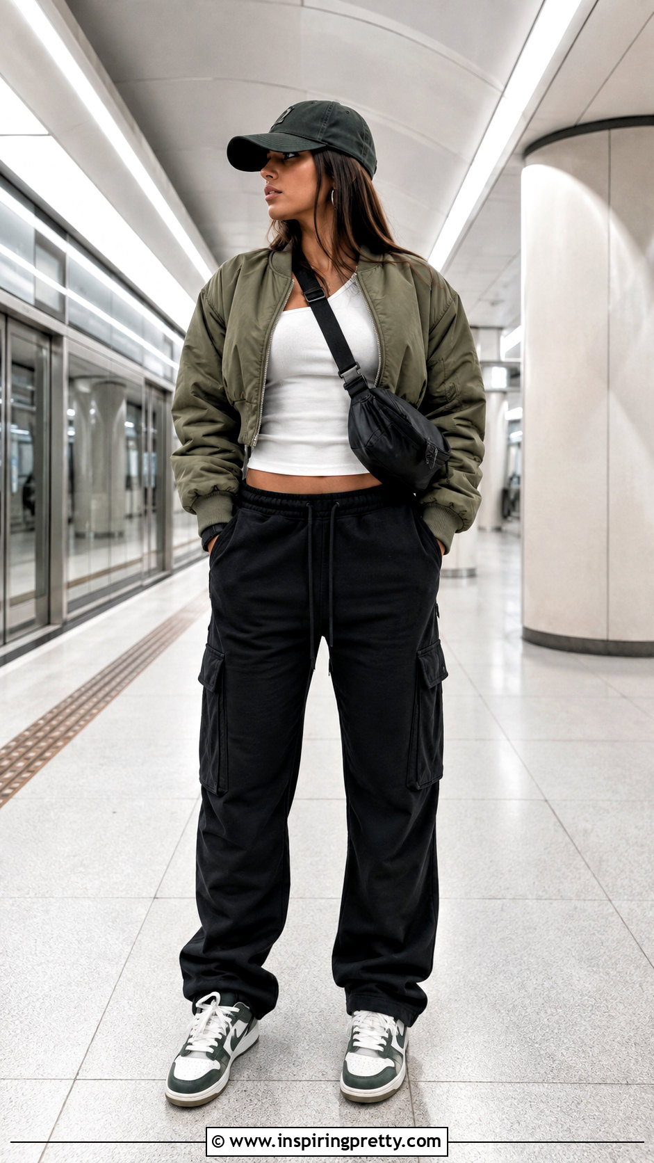 Tank Top And Bomber Jacket With Sweatpants Outfit - 50 tank top and sweatpants outfits