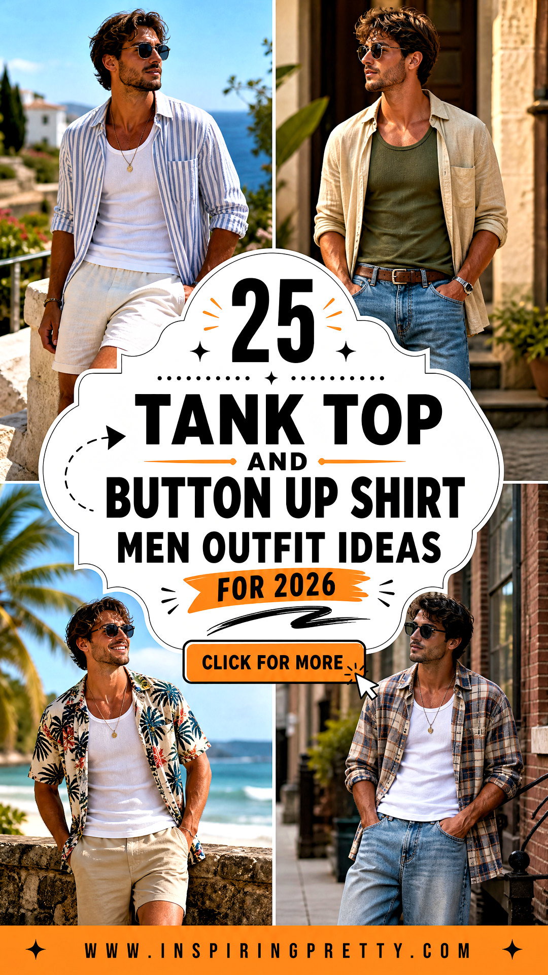 25 Tank Top And Button Up Shirt Men Outfit Ideas for 2026 - 25 Tank Top And Button Up Shirt Men Outfit Ideas for 2026