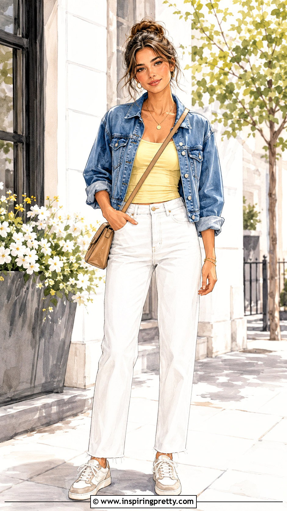 Tank Top And Denim Jacket Outfit - 25 Tank Top Fashion Illustrations