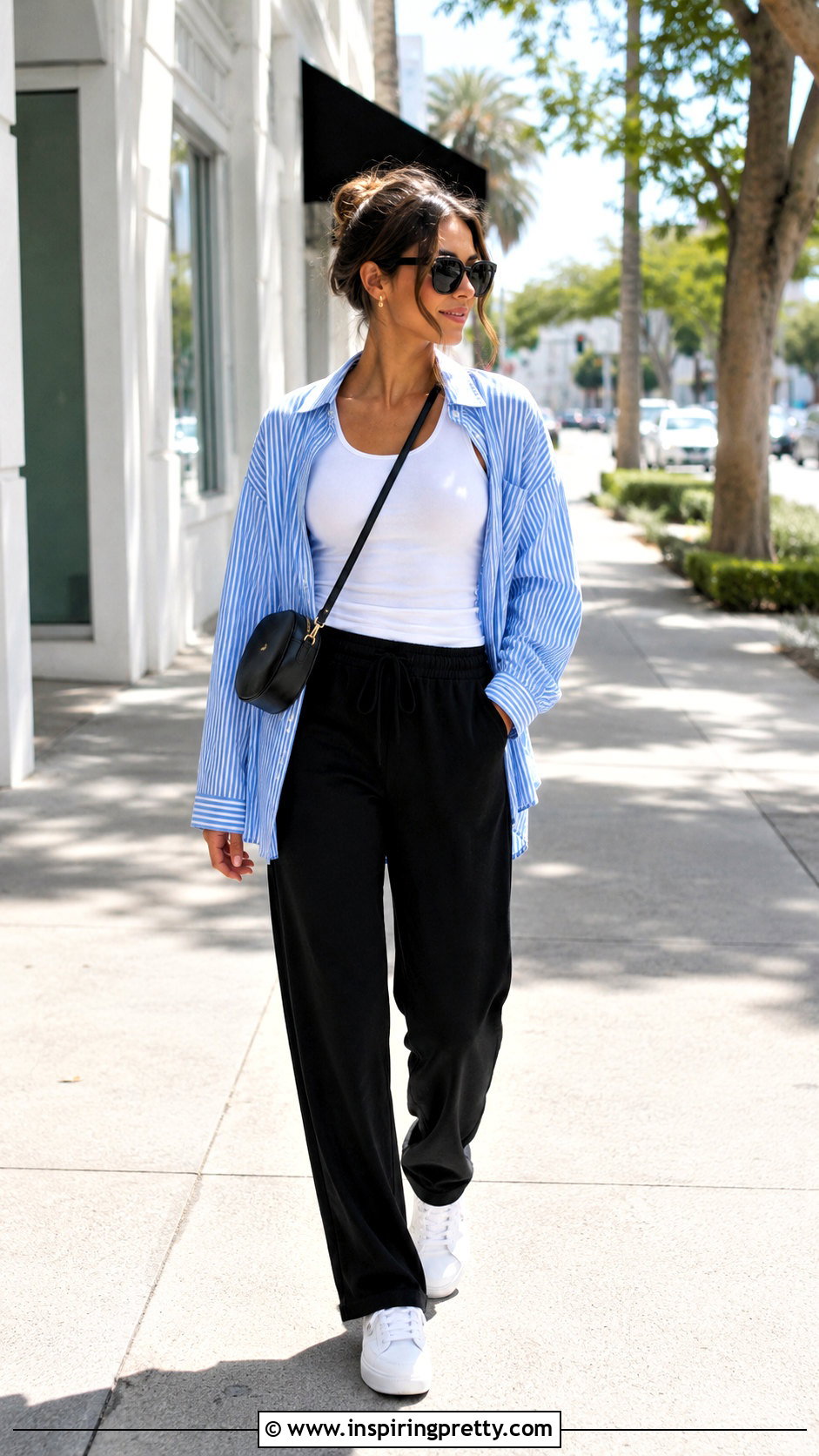 Tank Top And Oversized Button Down With Sweatpants Outfit - 50 tank top and sweatpants outfits