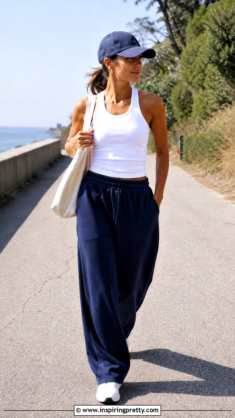 Tank Top And Sweatpants With Baseball Cap Outfit - 50 tank top and sweatpants outfits