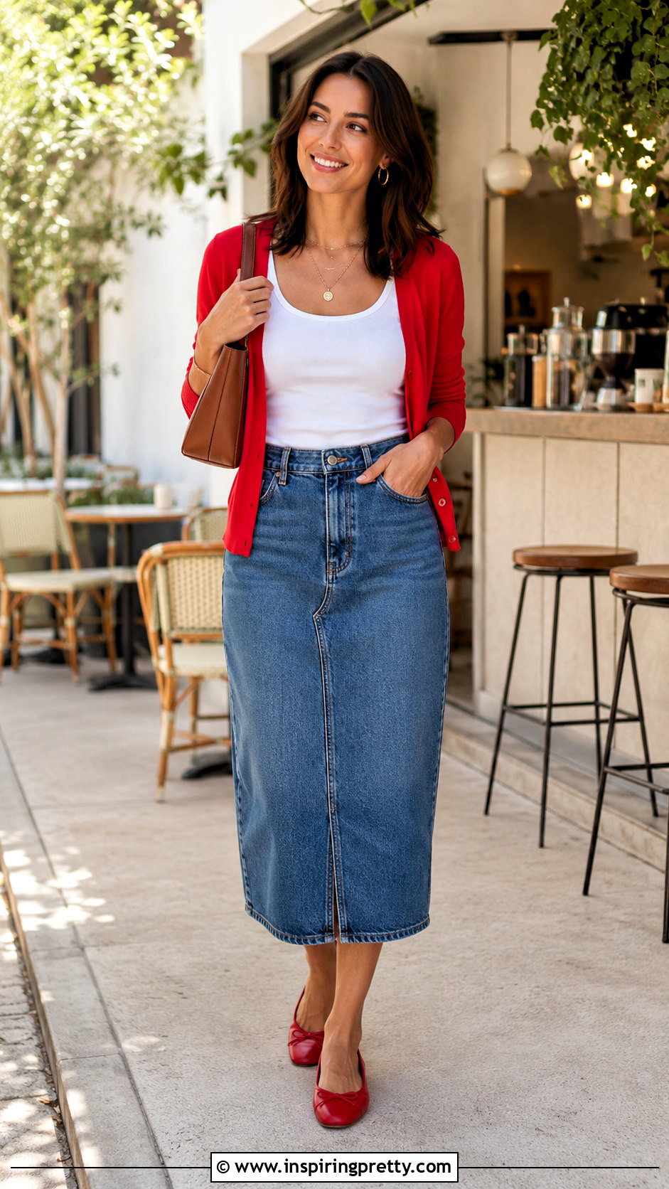 Tank Top Cardigan And Denim Skirt Outfit - 50 tank top and skirt outfits