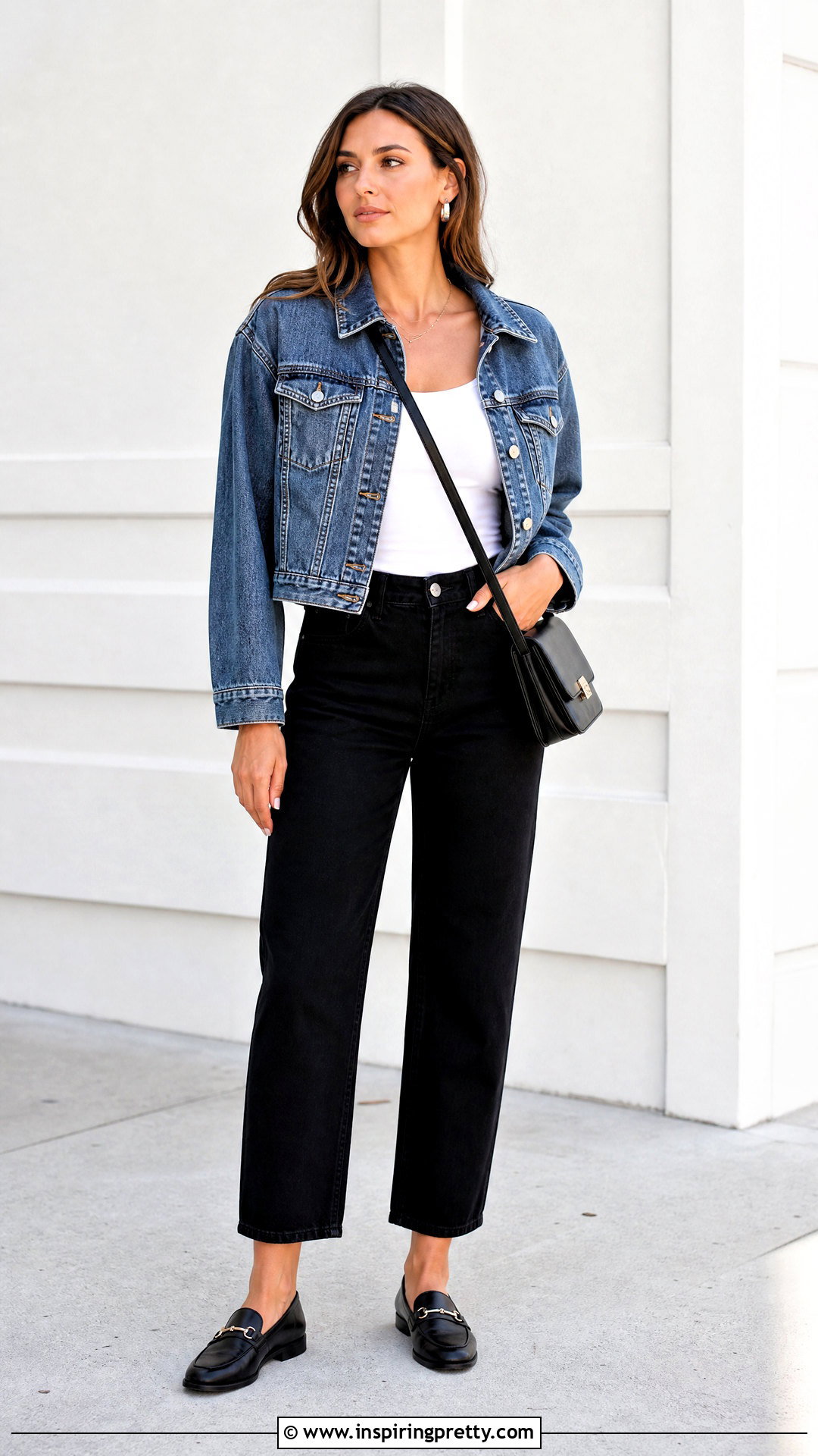 Tank Top Denim Jacket And Black Jeans - 50 tank top and jeans outfit ideas