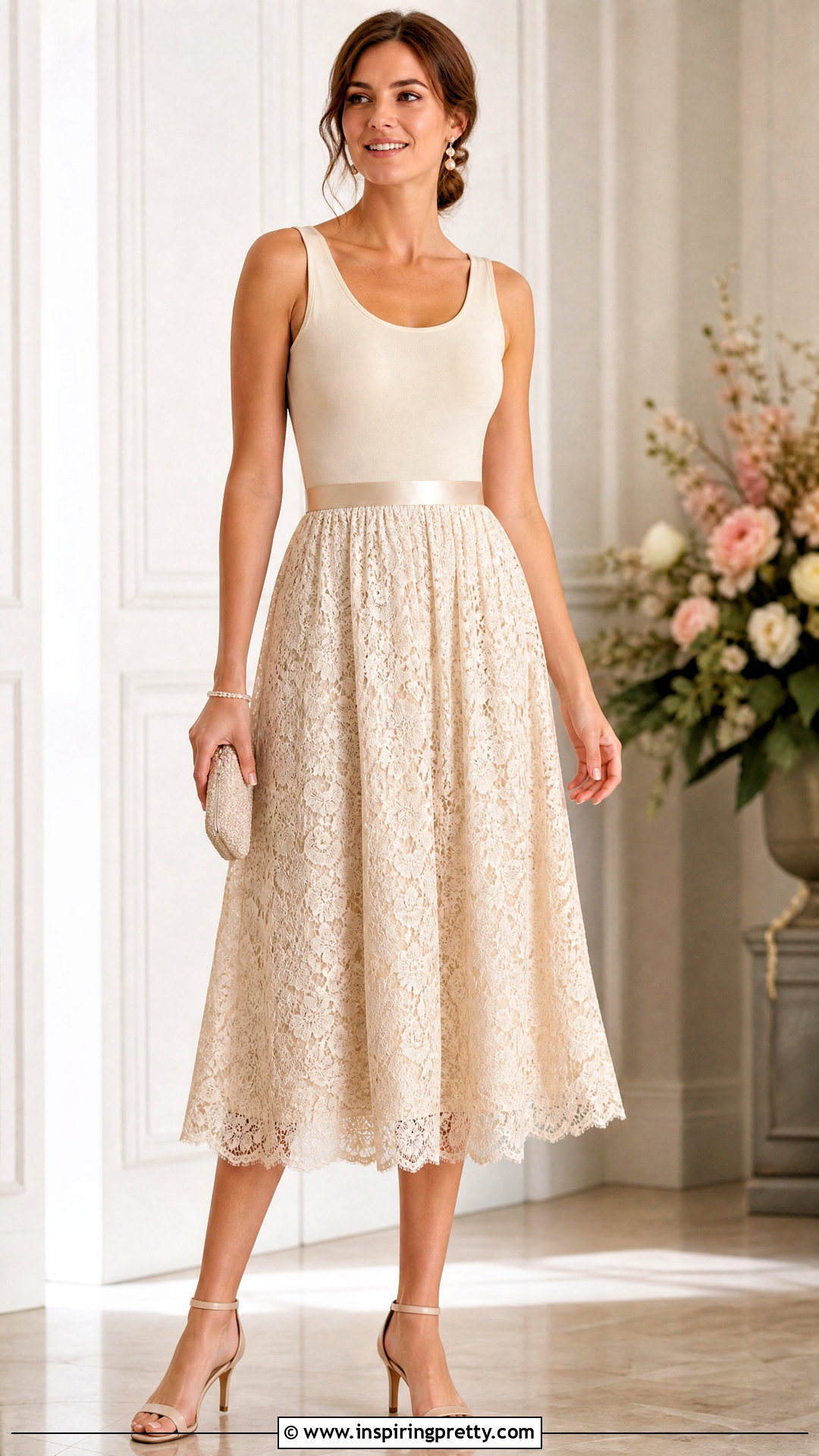 Tank Top Lace Skirt Dress - 20 tank top into dress diy ideas