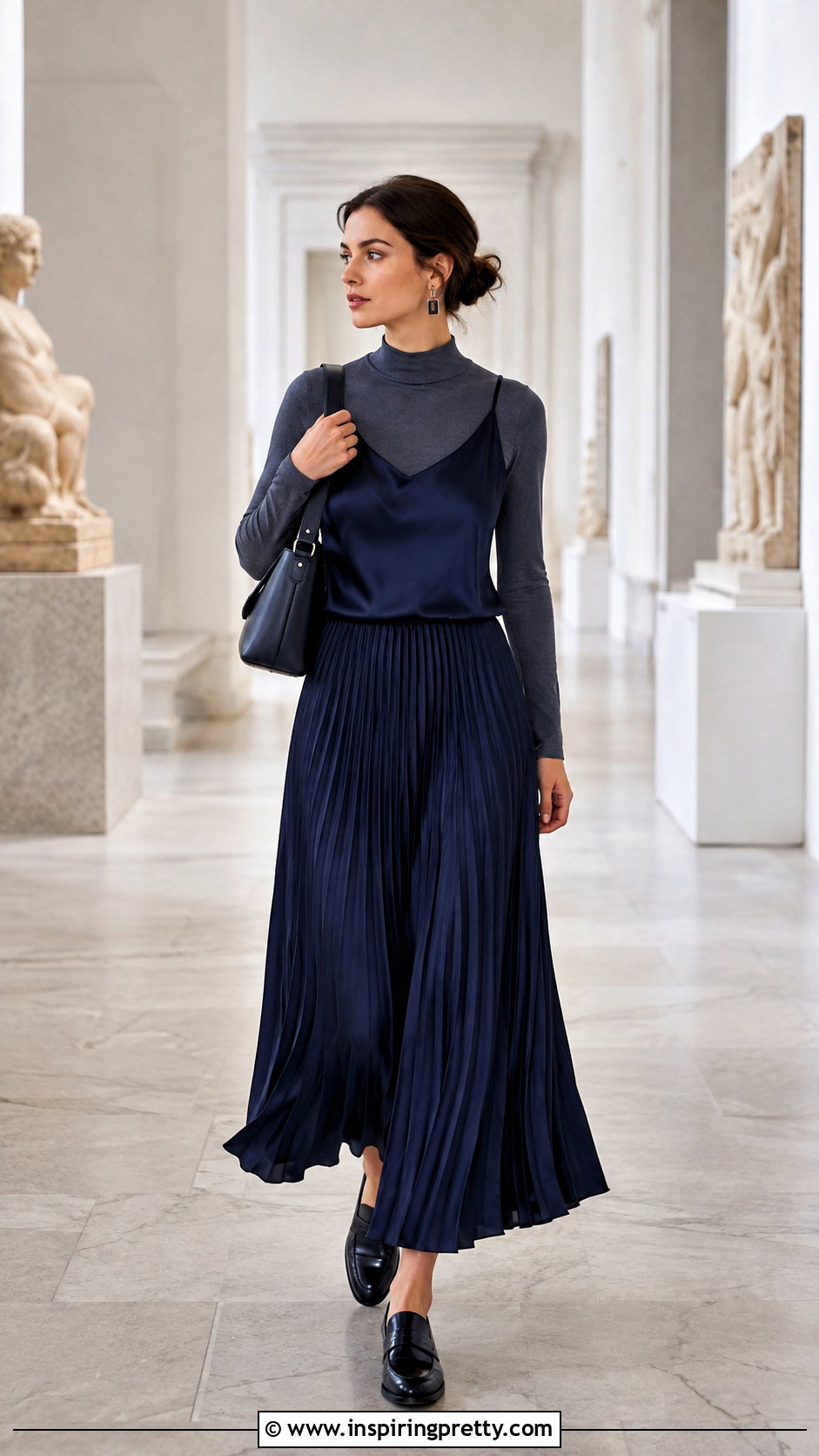 Tank Top Over Long Sleeve With Maxi Skirt for Museum Visits - 50 tank top over long sleeve outfit ideas