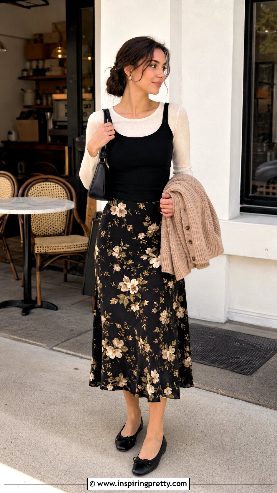 Tank Top Over Long Sleeve With Midi Skirt for Coffee Runs - 50 tank top over long sleeve outfit ideas