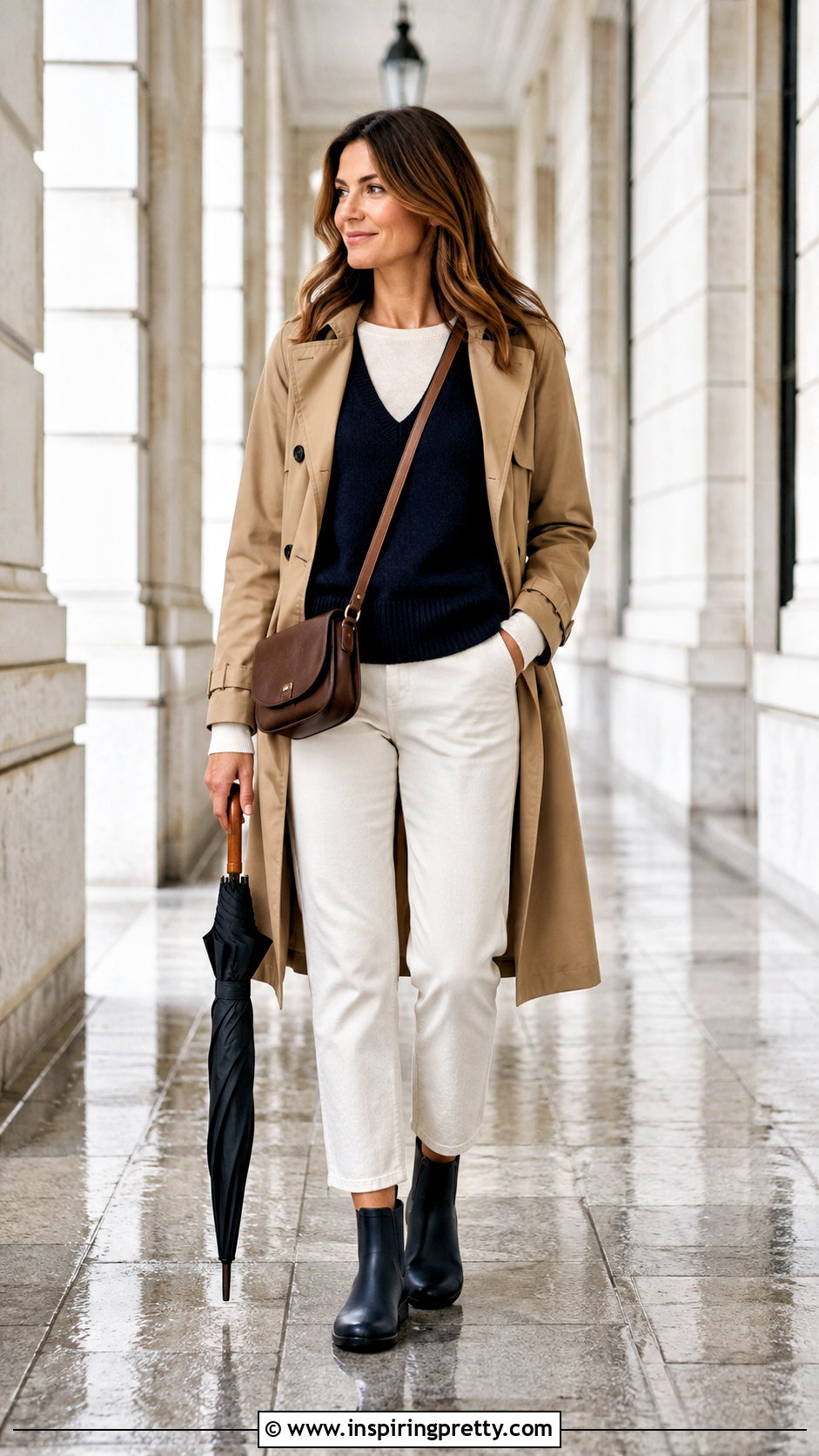 Tank Top Over Long Sleeve With Trench Coat for Rainy Days - 50 tank top over long sleeve outfit ideas