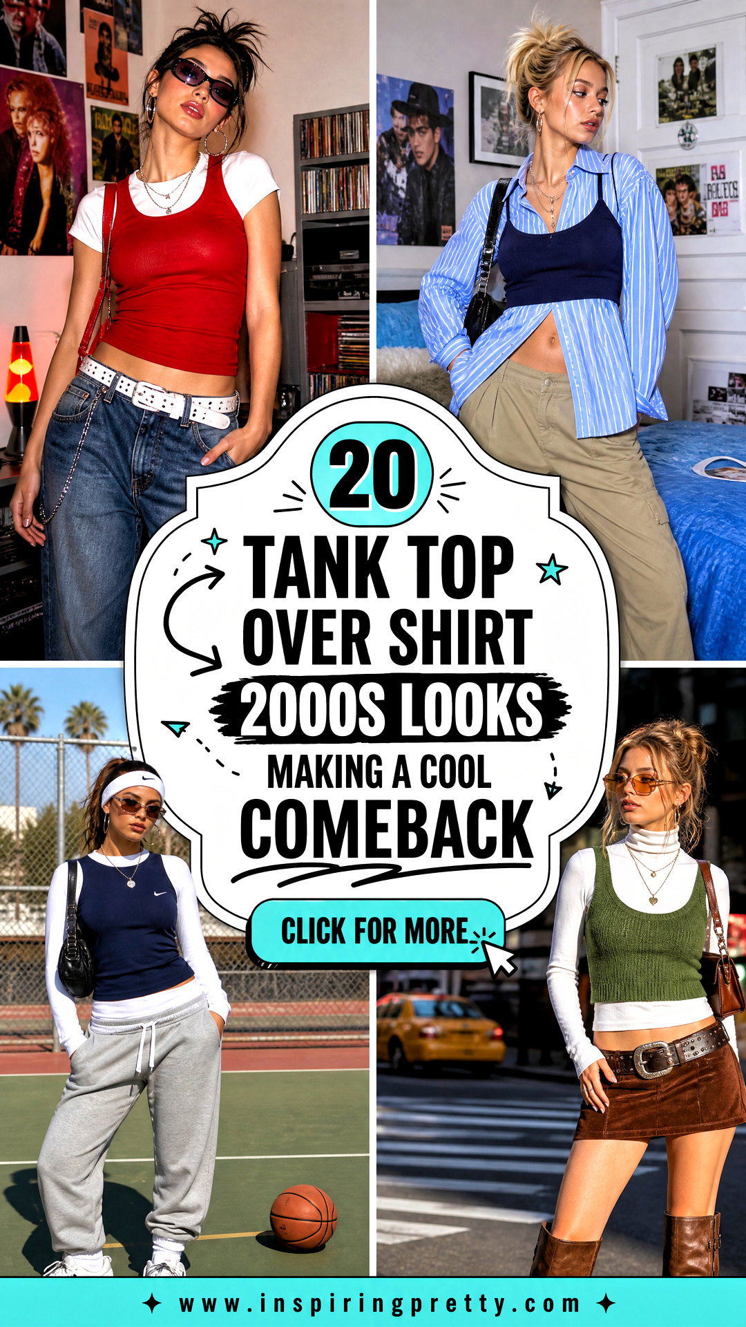 20 Tank Top Over Shirt 2000S Looks Making a Cool Comeback - 20 Tank Top Over Shirt 2000S Looks Making a Cool Comeback