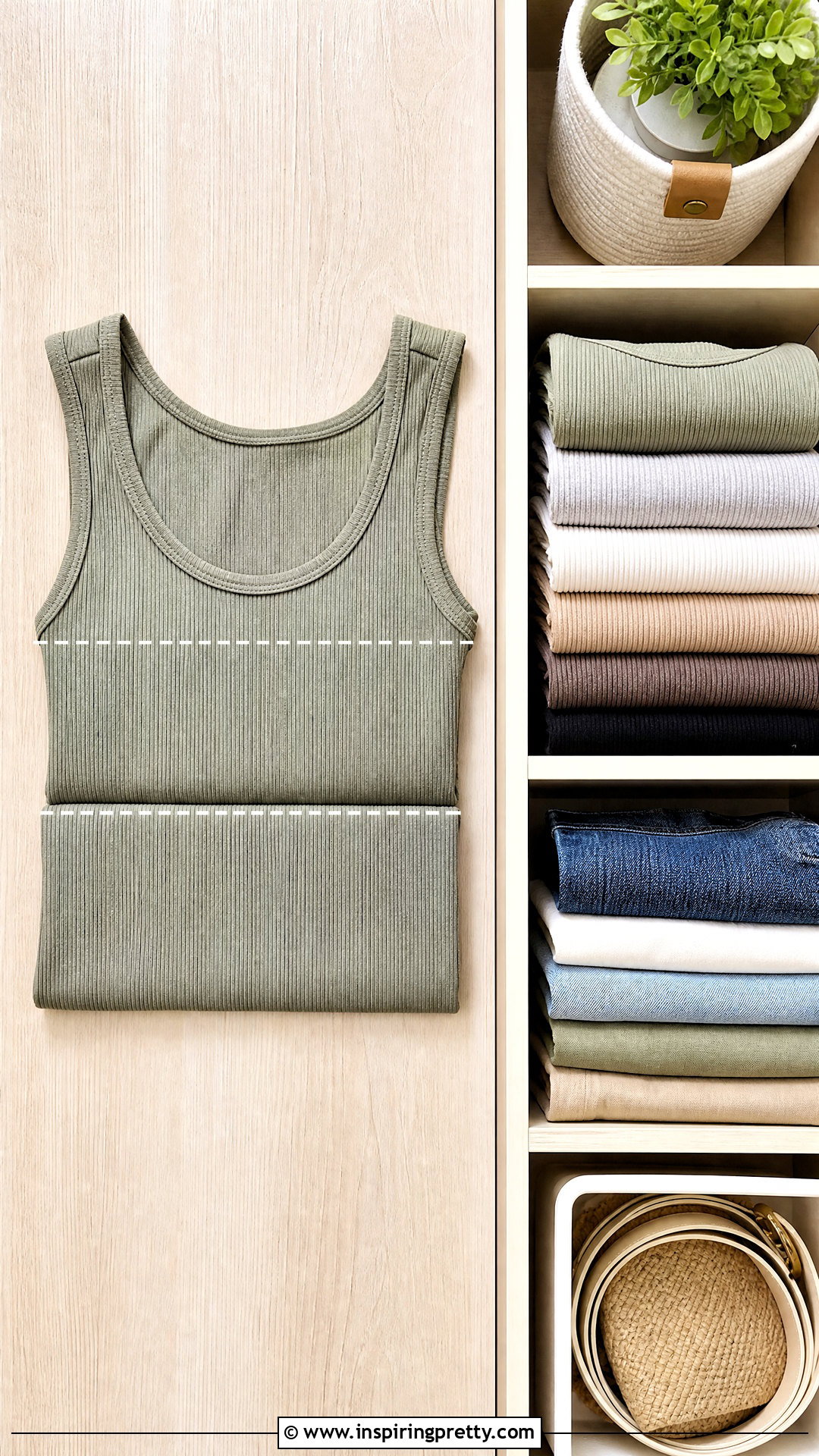 Tank Top Thirds Fold For Shelves - how to fold tank tops for storage (20 ways)