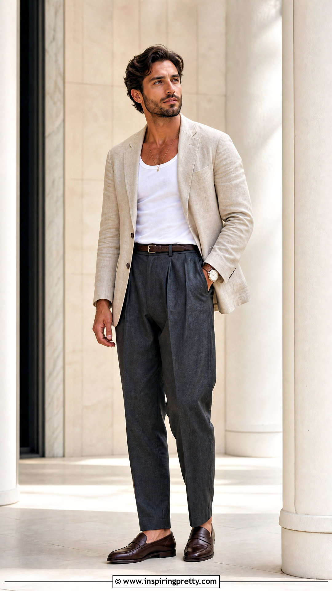 Tank Top With Blazer And Trousers - 50 men tank top outfit ideas