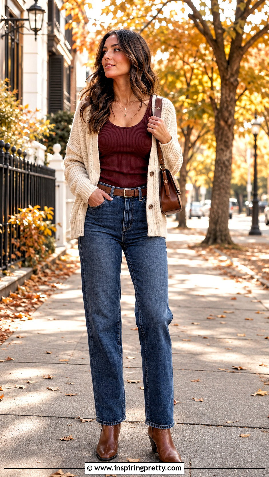 Tank Top With Cardigan And Jeans For Fall - 50 ootd tank top outfit ideas