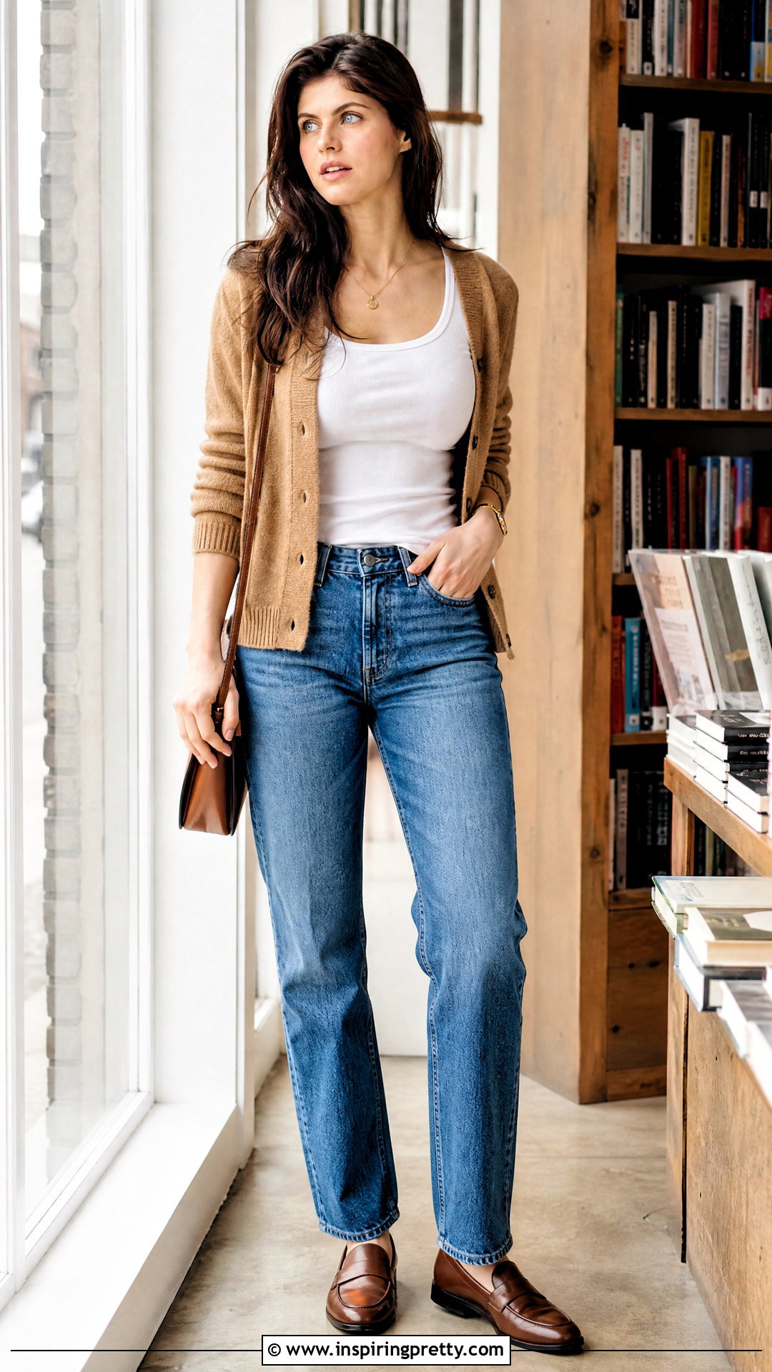 Tank Top With Cardigan And Jeans - 20 alexandra daddario tank top outfit ideas