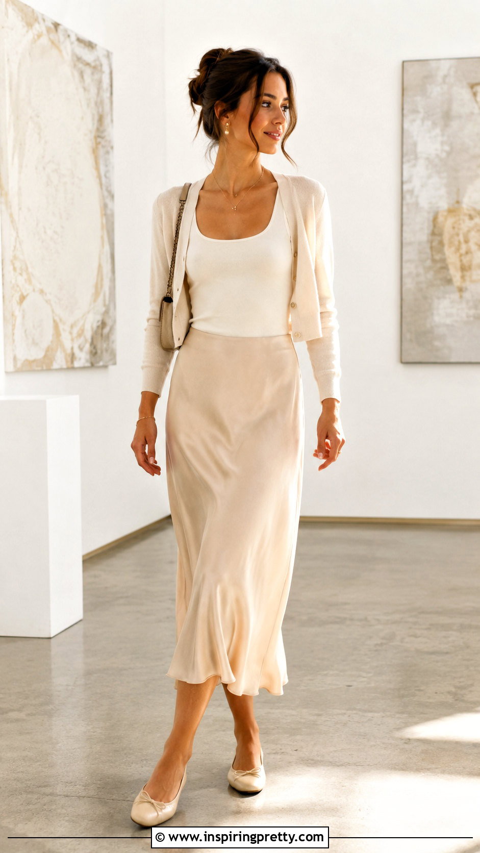 Tank Top With Cardigan And Slip Skirt - 50 ootd tank top outfit ideas