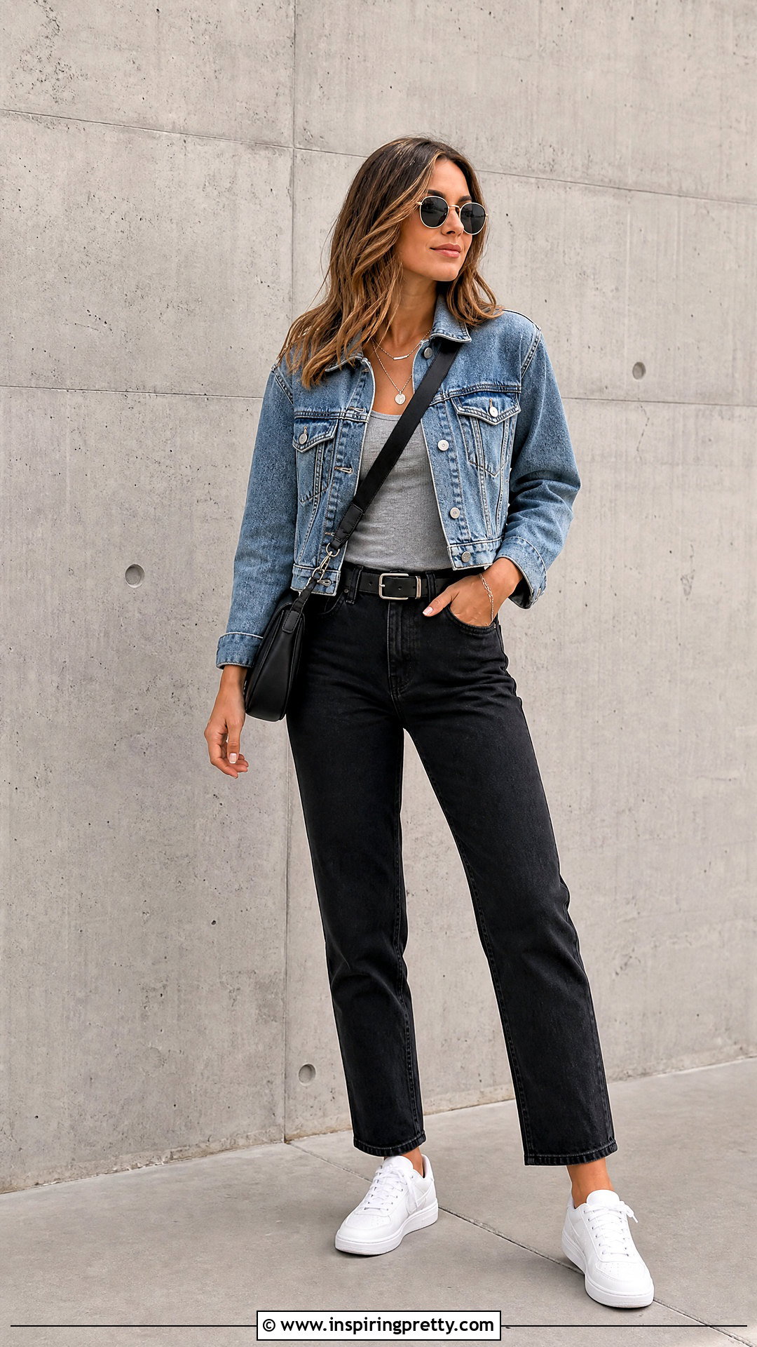 Tank Top With Denim Jacket And Black Jeans - how to wear a tank top with jeans (20 ways)