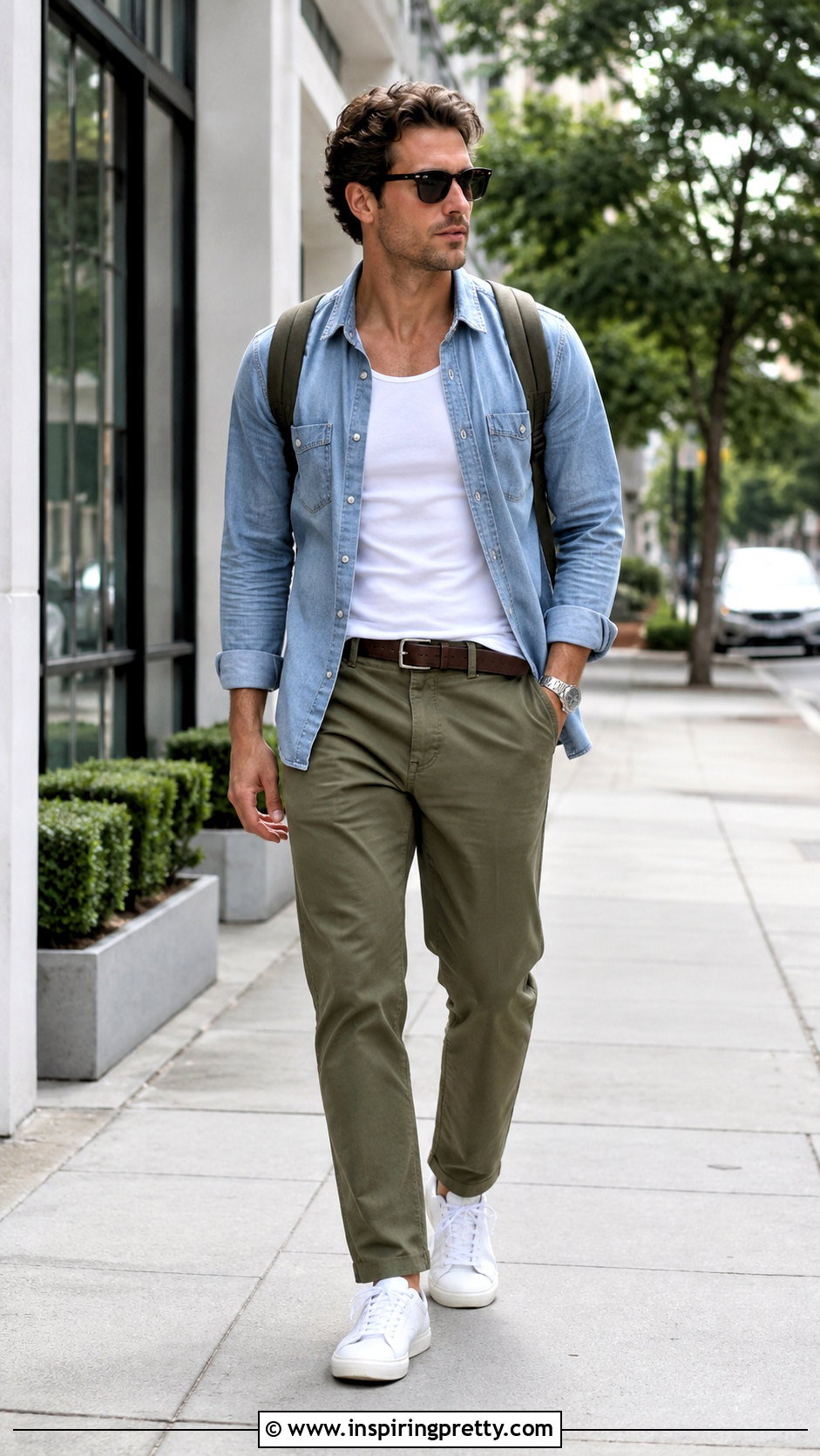 Tank Top With Denim Overshirt - 20 men tank top aesthetic outfit ideas