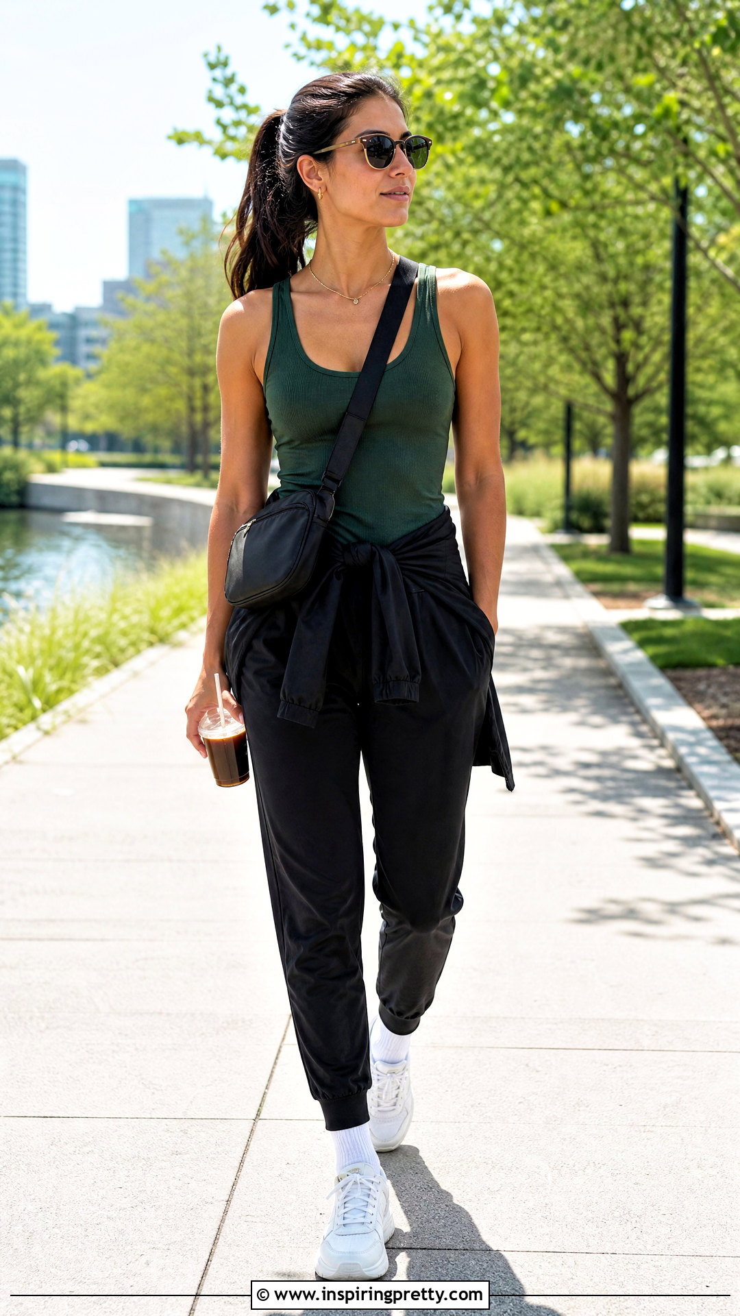 Tank Top With Joggers And Sneakers - 25 brunette tank top outfit ideas