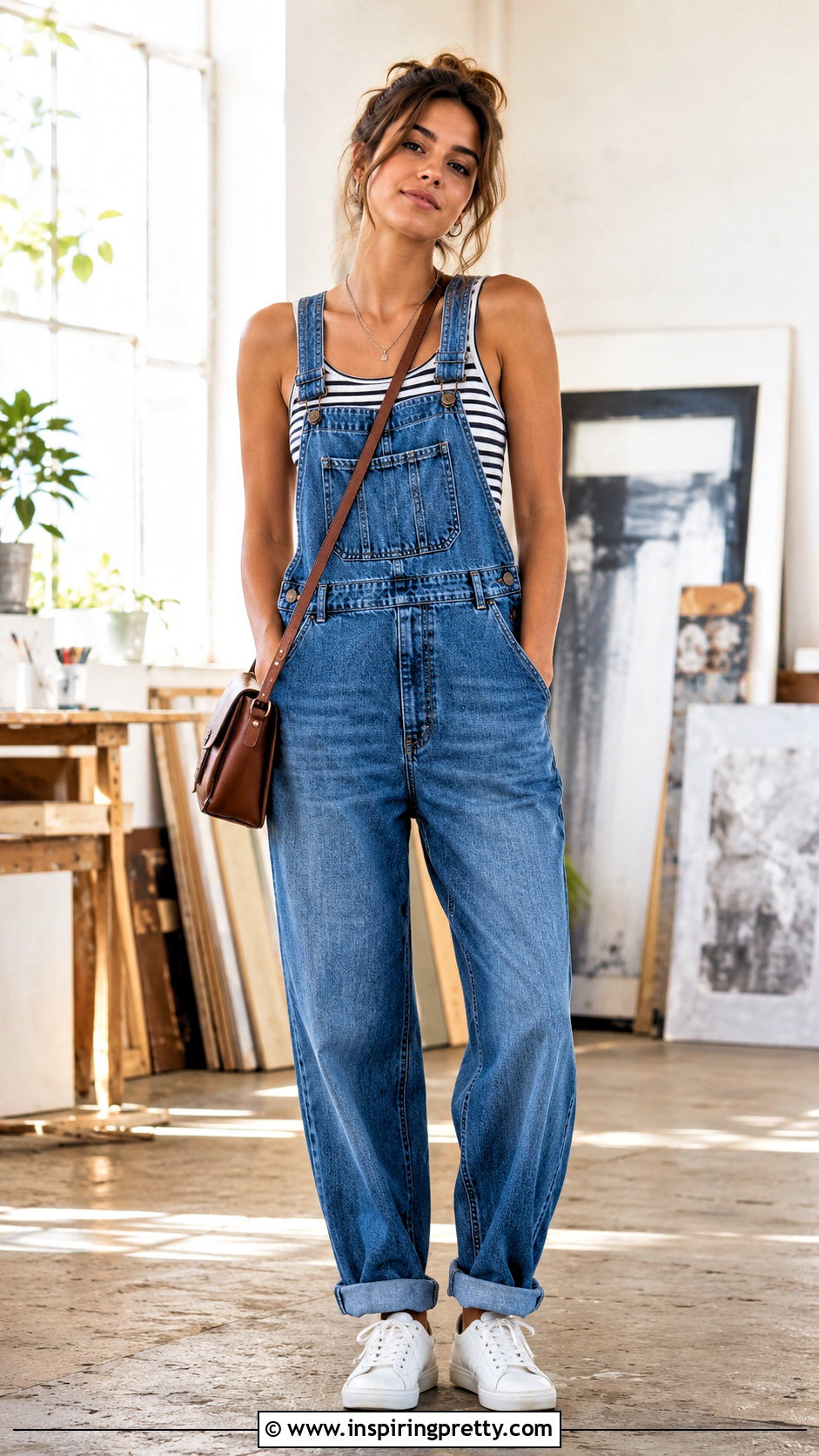 Tank Top With Overalls And Sneakers - 50 tank tops outfits