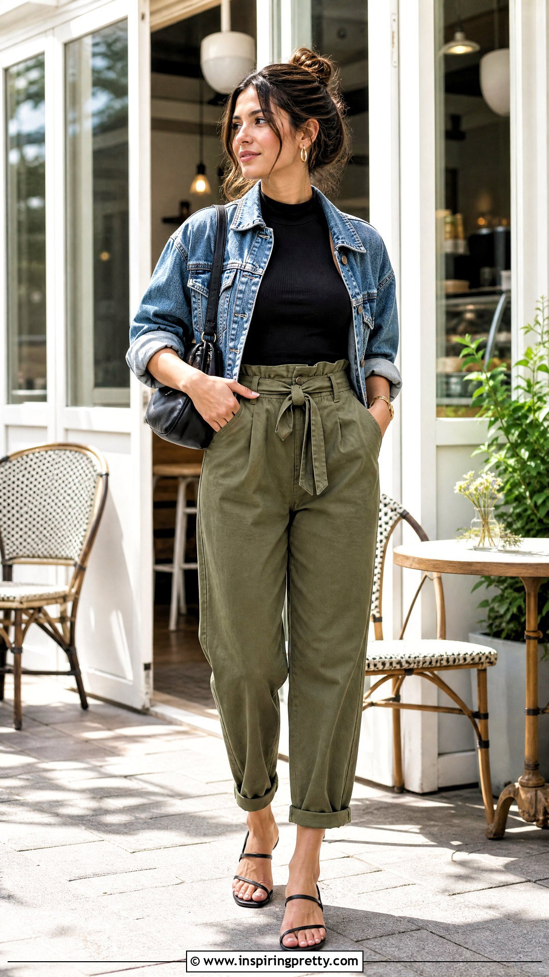 Tank Top With Paper Bag Waist Pants - 50 90s tank top outfit ideas