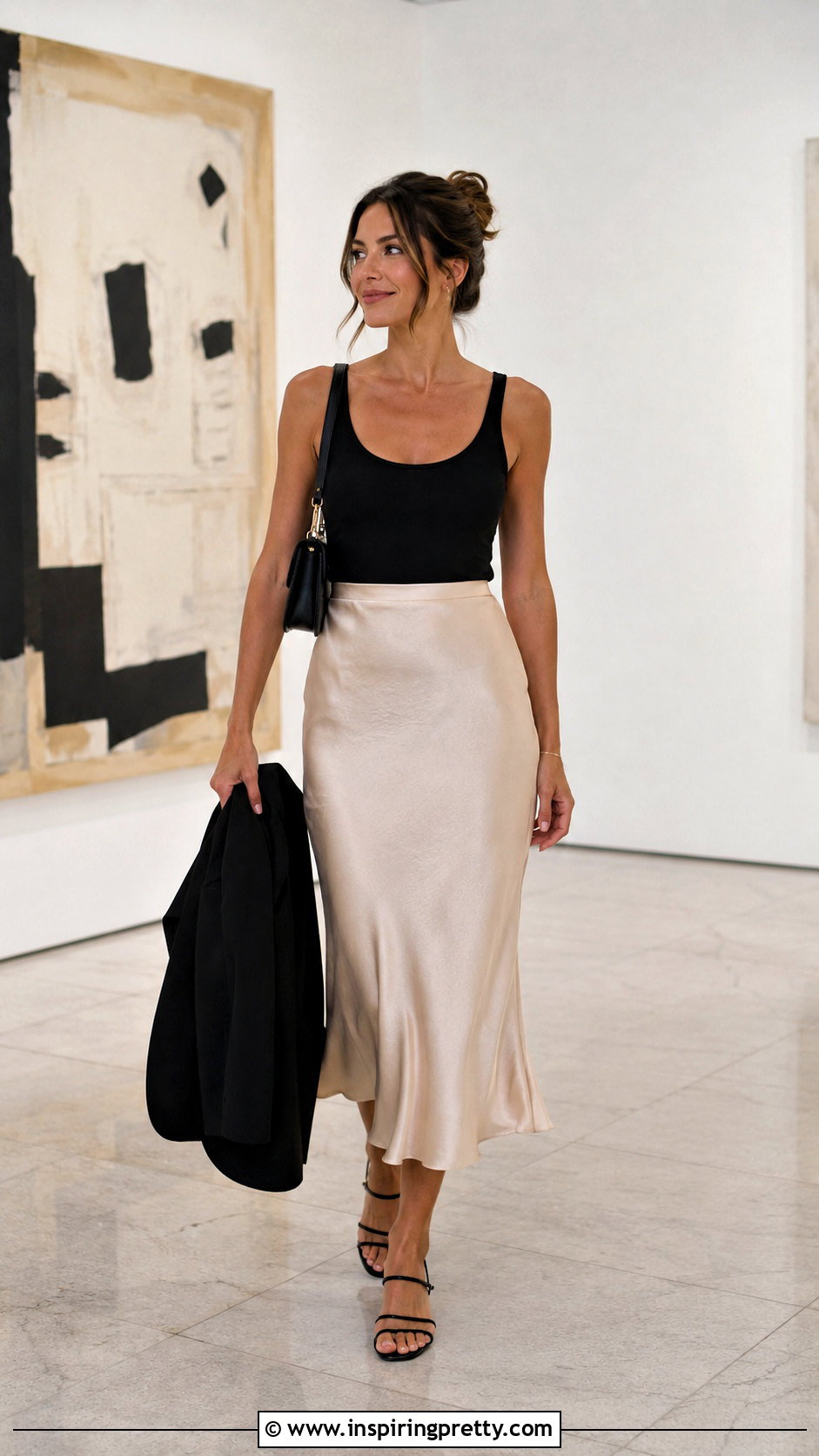 Tank Top With Satin Midi Skirt - 50 tank tops outfits