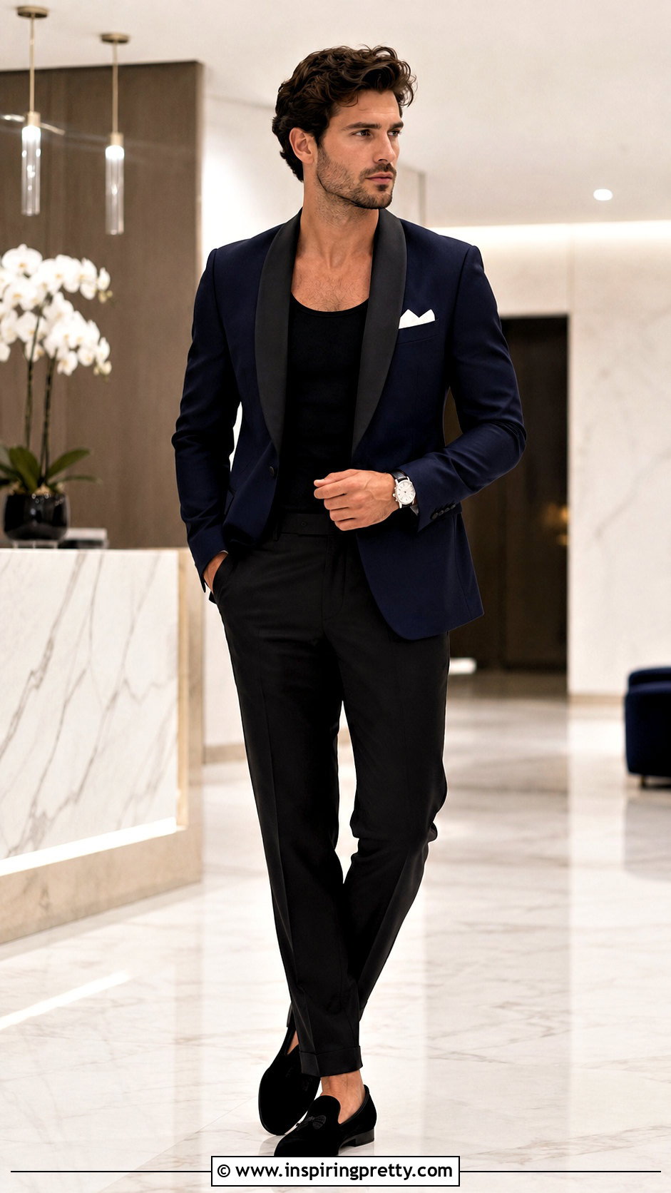 Tank Top With Shawl Collar Blazer - 20 Formal Tank Top Men outfit ideas
