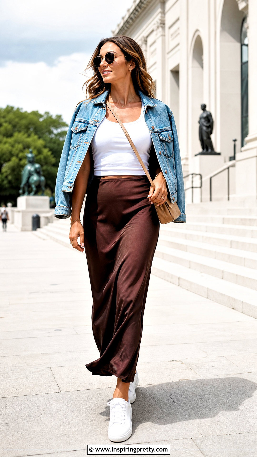 Tank Top With Slip Skirt And Sneakers - 50 tank top outfits