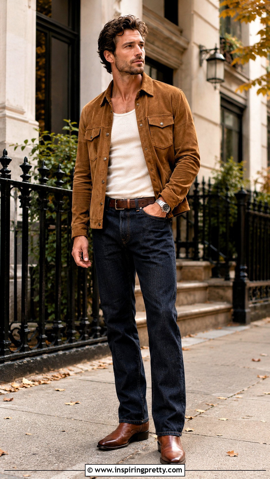 Tank Top With Suede Jacket - 20 Men's Tank Top Outfits