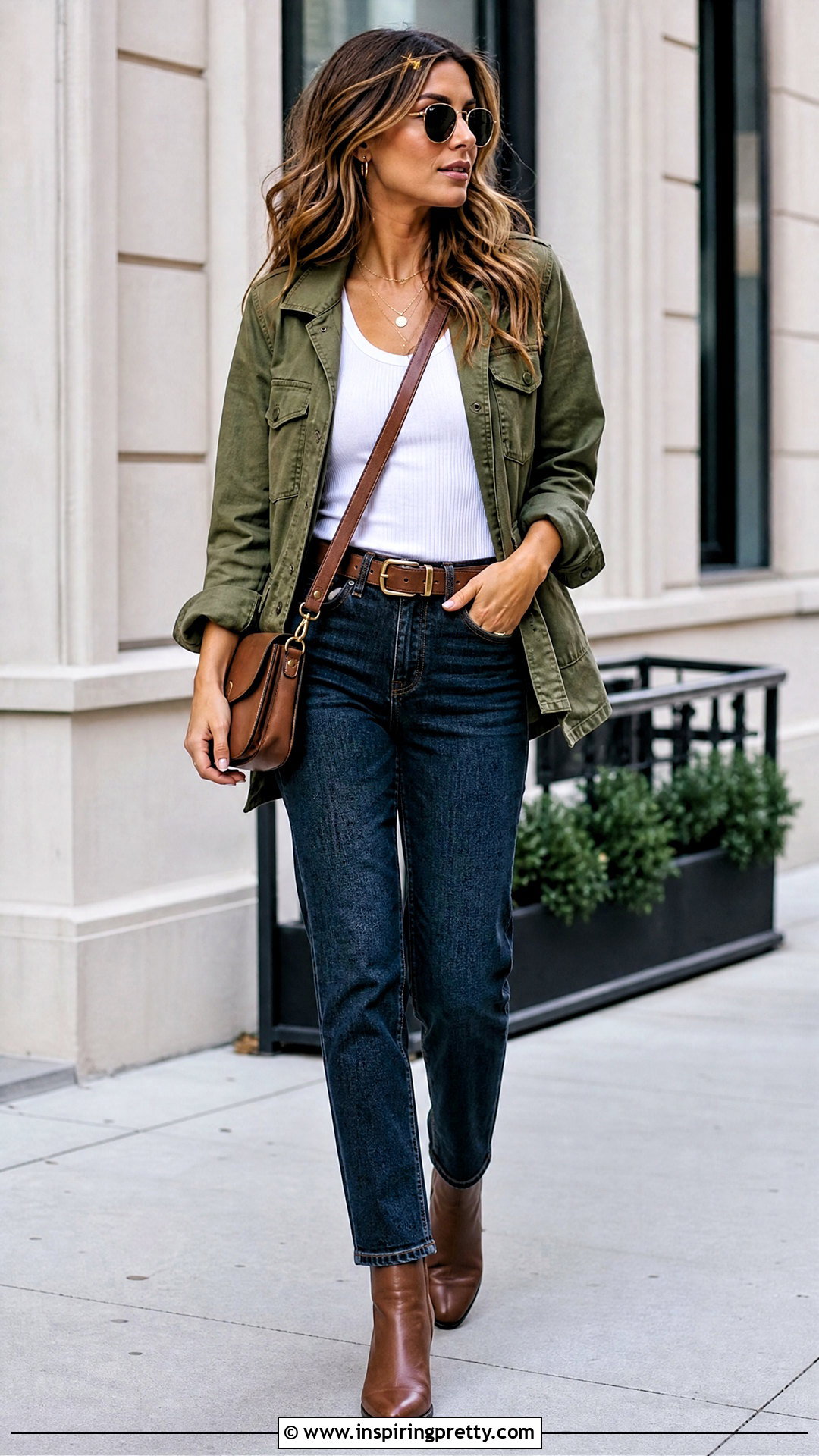 Tank Top With Utility Jacket And Jeans - 25 tank top capsule wardrobe ideas
