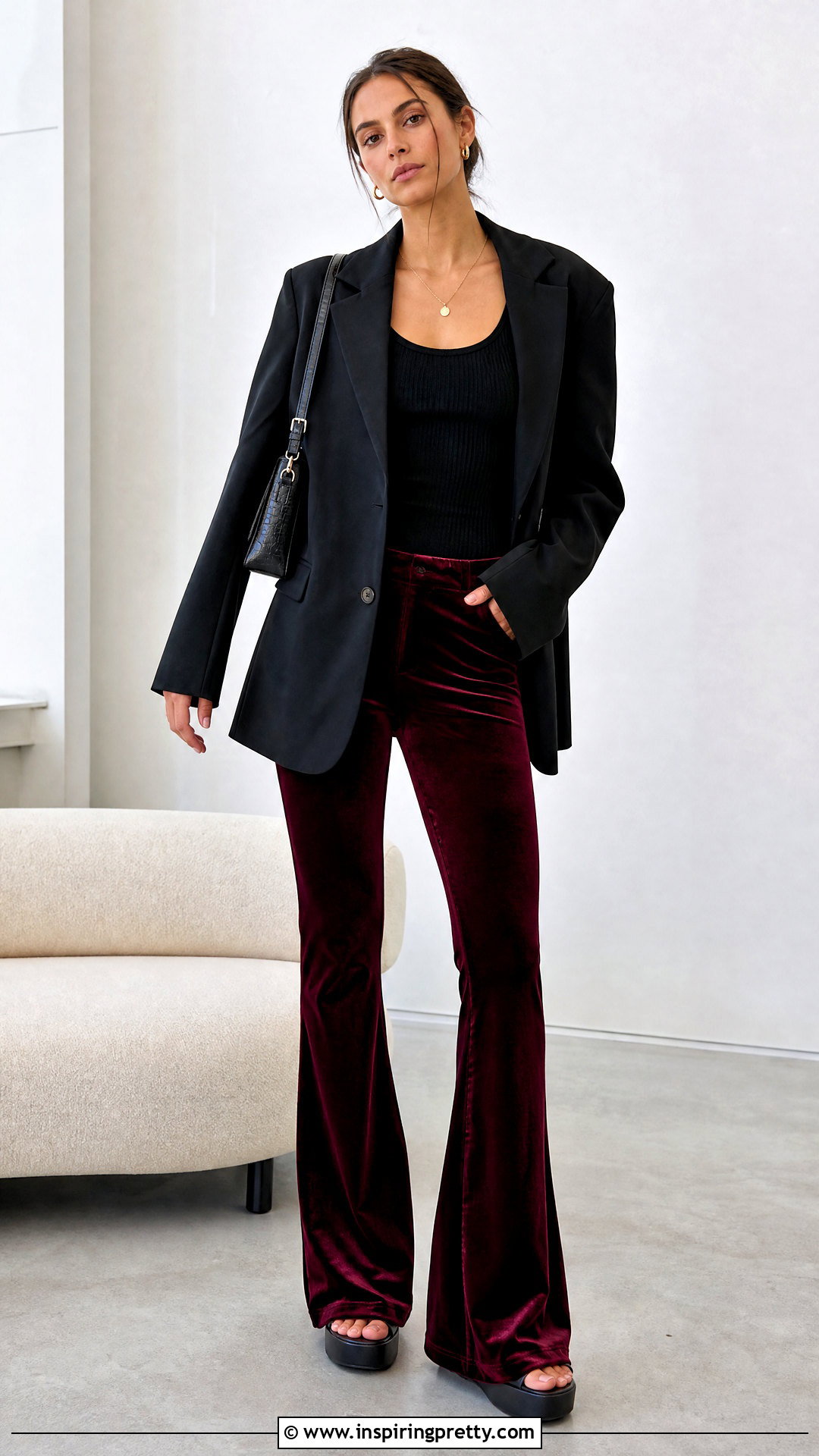 Tank Top With Velvet Pants - 50 90s tank top outfit ideas