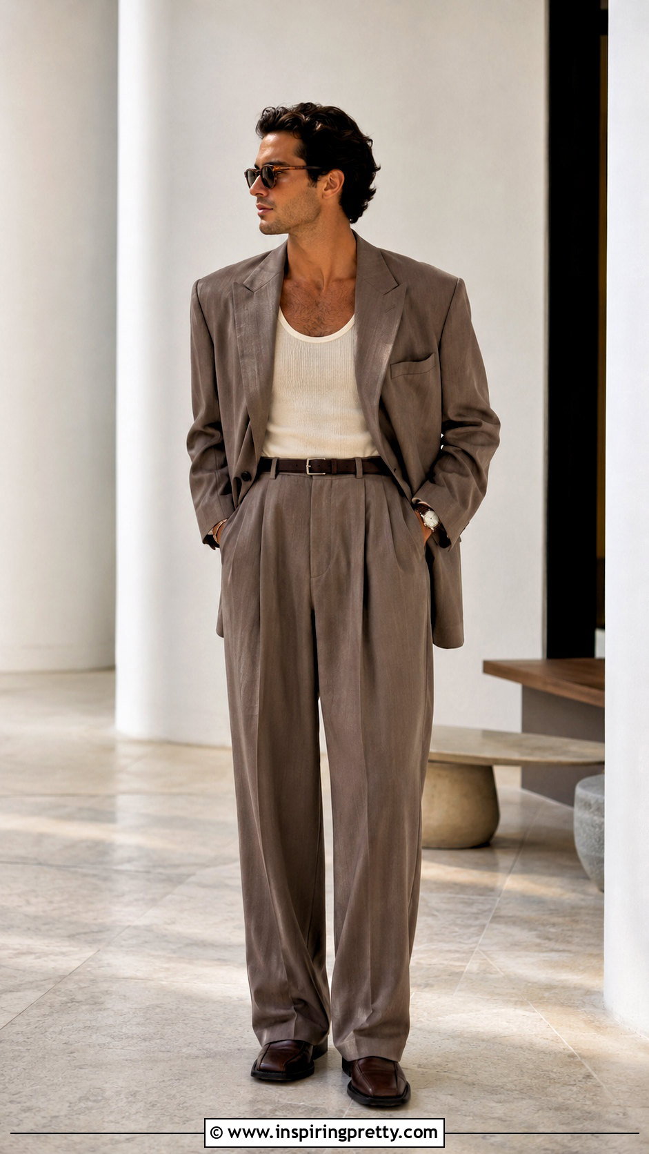 Tank Top With Wide Leg Suit - 20 Formal Tank Top Men outfit ideas