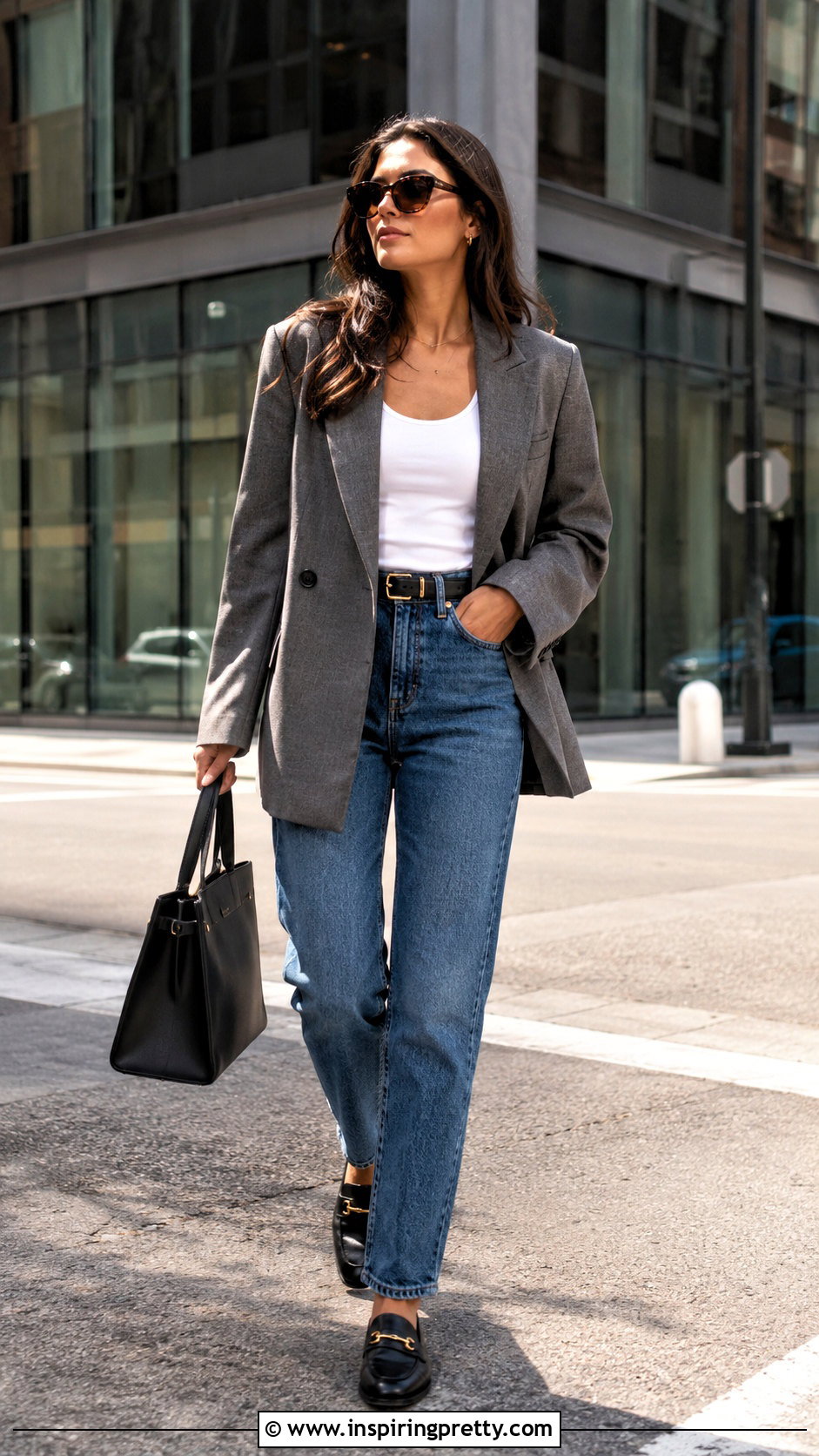 Tank Top With a Blazer and Jeans - 50 tank top styling ideas