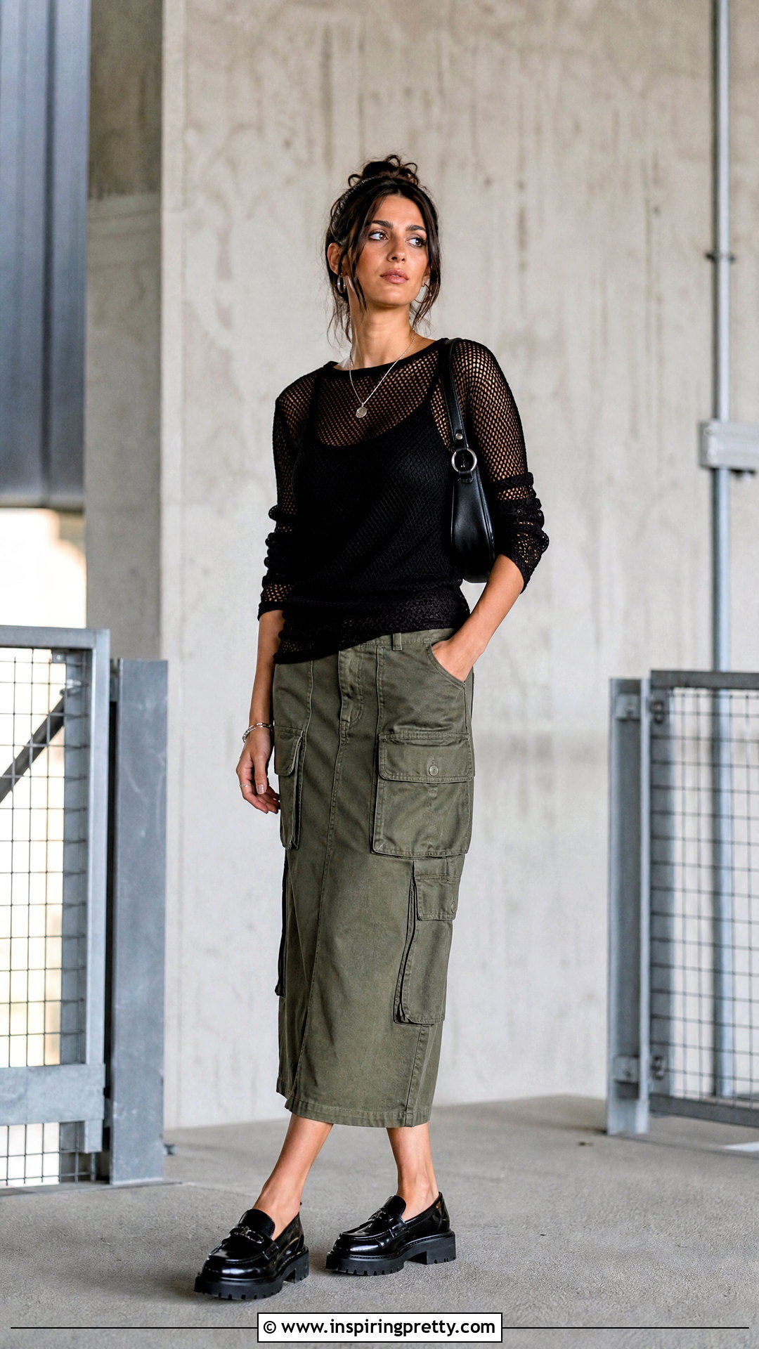 Tank Top With a Mesh Top and Cargo Skirt - how to style a tank top (50 ways)