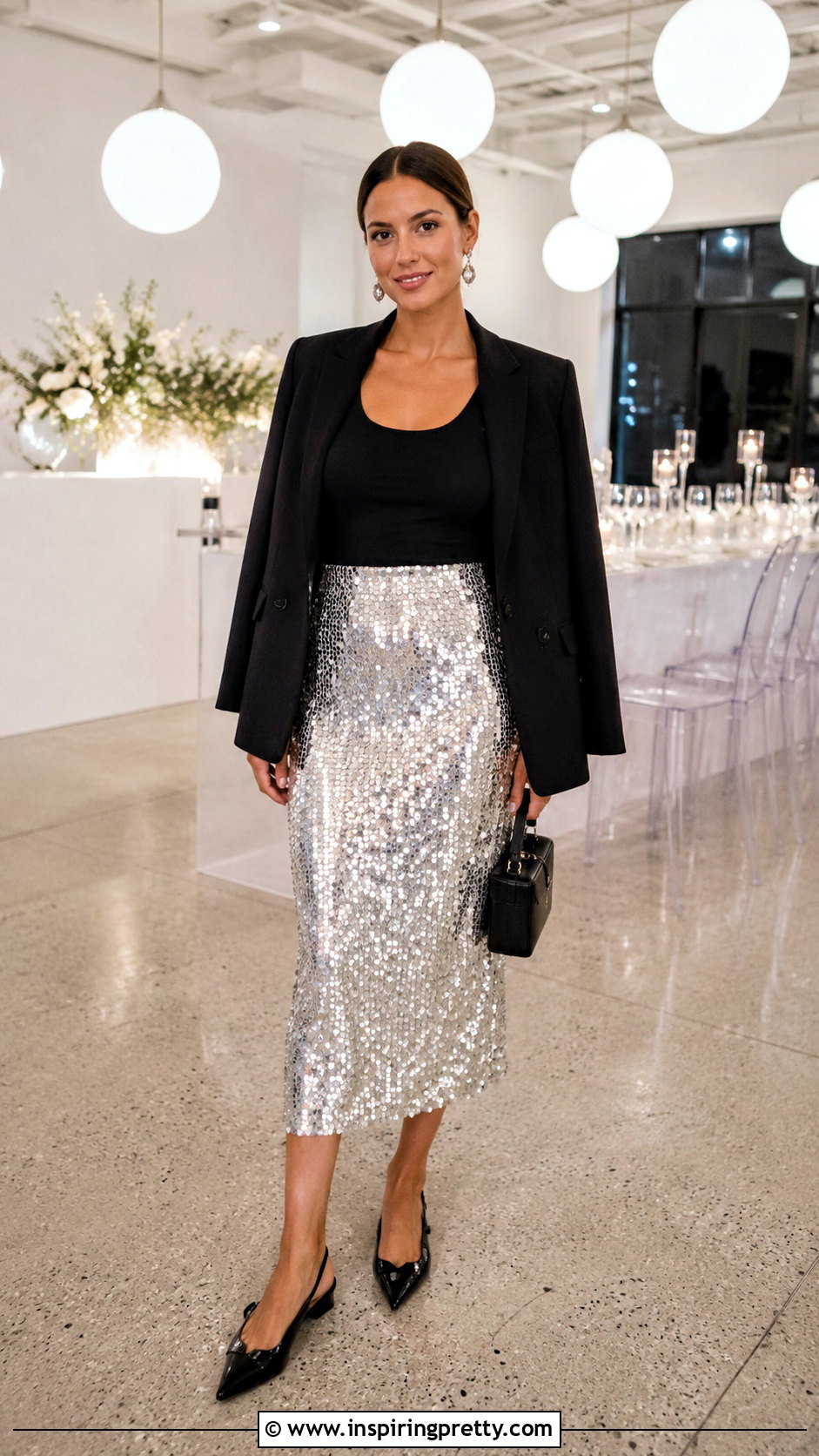 Tank Top With a Sequin Midi Skirt - 50 tank top styling ideas
