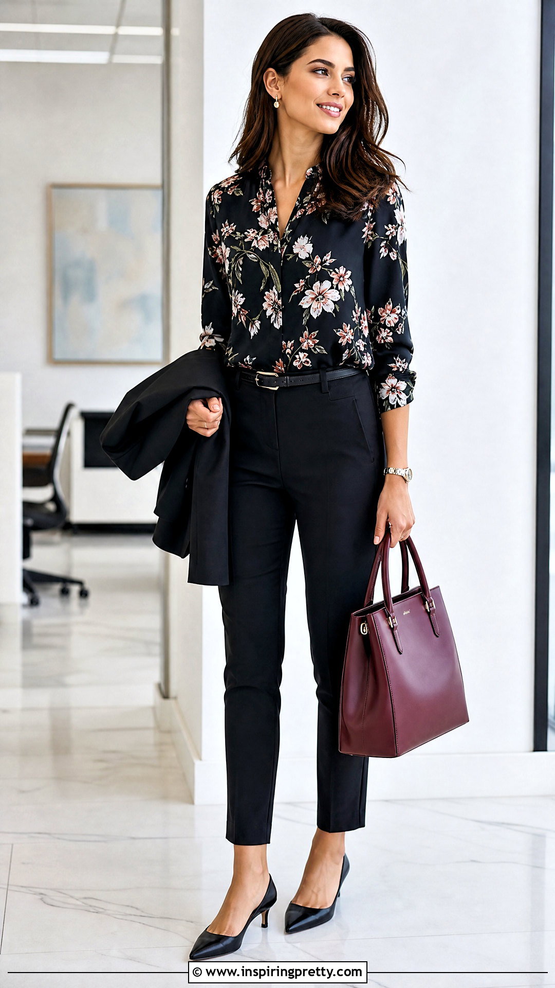 Tapered Trouser And Printed Blouse Outfit - 50 Trouser And Top outfit ideas