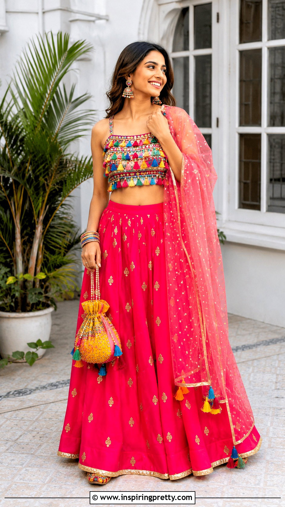 Tassel Crop Top Lehenga - 50 Crop Top Designs For Lehenga Ideas
