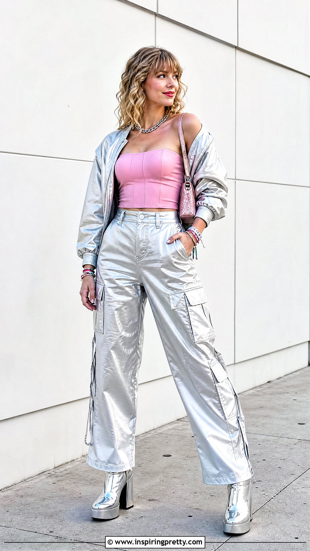 Taylor Swift Pink Tube Top With Cargo Pants - 20 Taylor Swift Pink Top outfit ideas