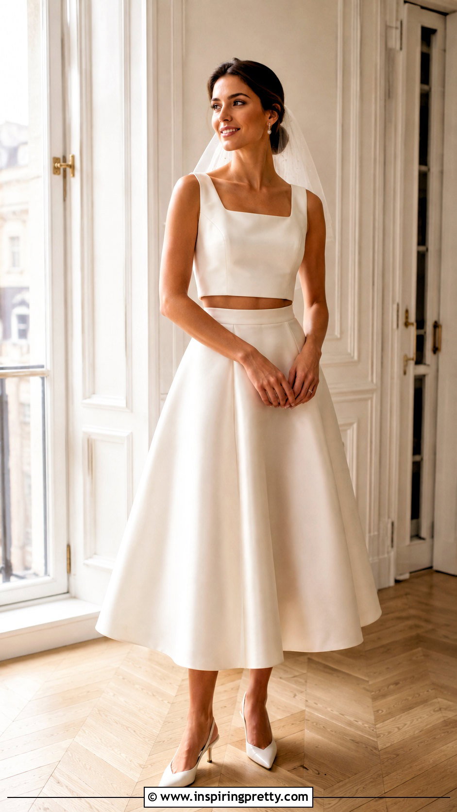 Tea Length Crop Top Bridal Dress - 25 crop top bridal dress outfit ideas