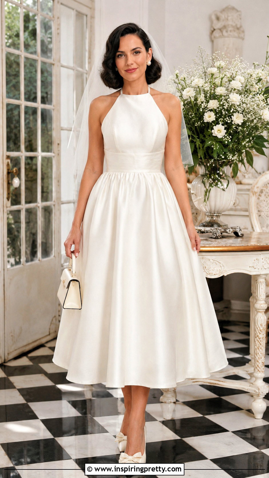 Tea Length Halter Wedding Dress With Bow Heels - 50 halter top wedding dress outfit ideas