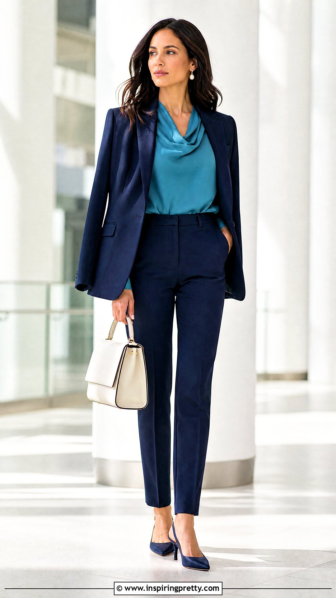 Teal Blouse With Navy Trousers - How To Style Teal Tops (20 Ways)