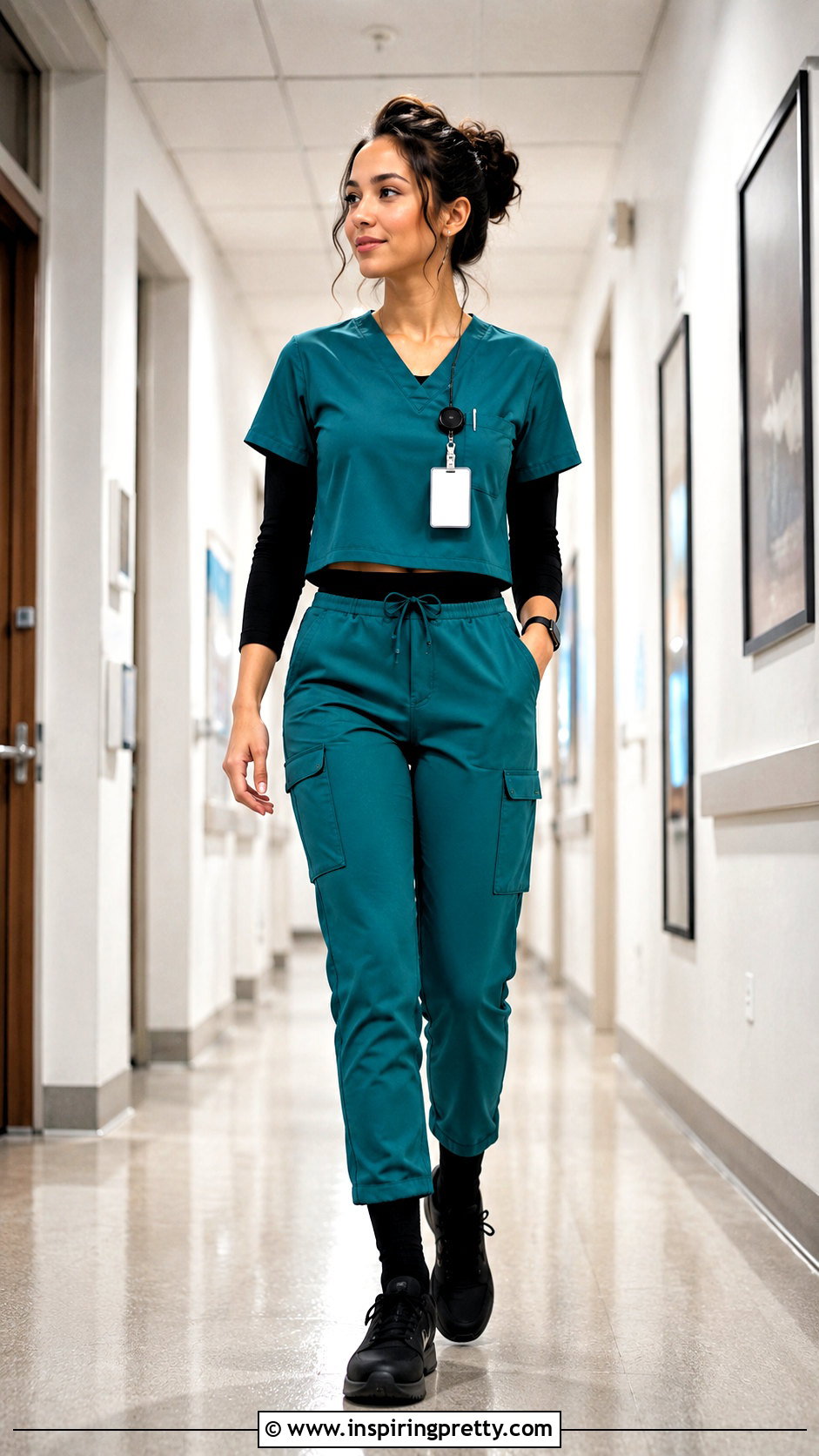 Teal Crop Top Scrubs With Utility Pants - 25 crop top scrubs