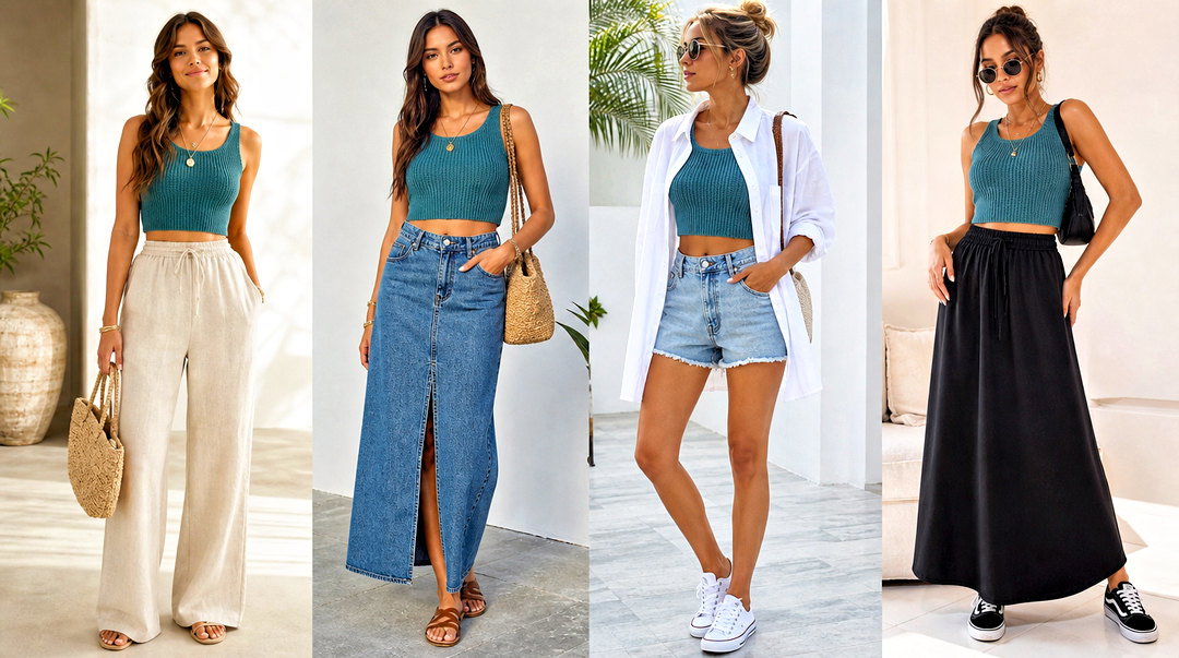 20 Teal Knitted Crop Top Outfit Ideas for Cozy-Chic Style