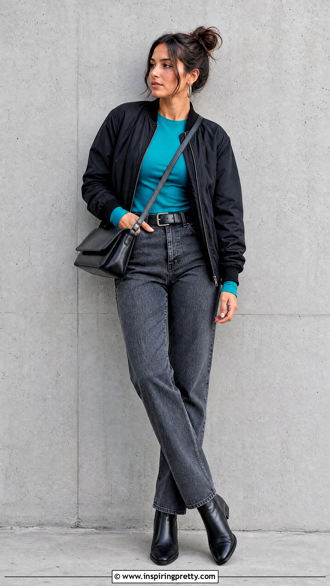 Teal Long Sleeve Top With Gray Jeans - 25 teal long sleeve top outfit ideas