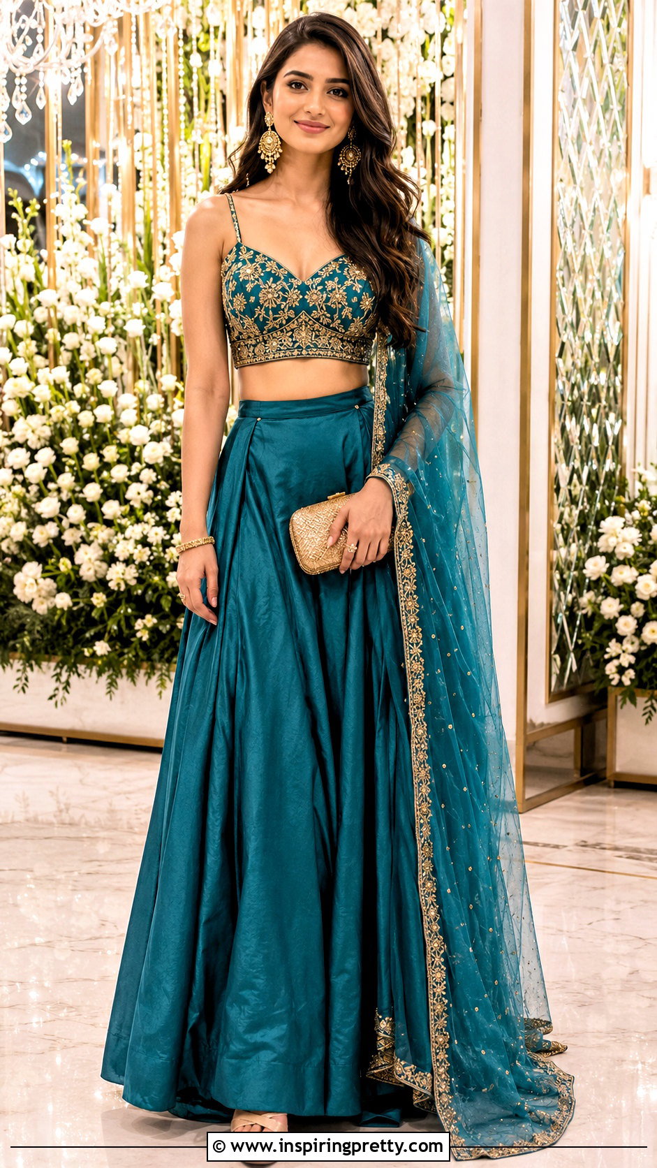 Teal Skirt And Crop Top For Wedding Reception - 50 skirt and crop top indian weddings