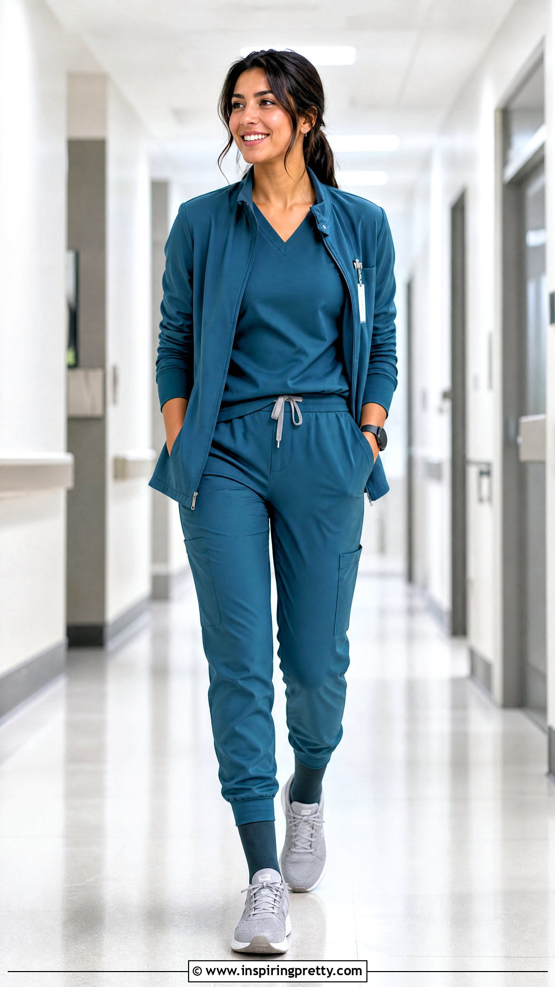 Teal Sleeveless Scrub Top With Matching Joggers - 20 Sleeveless Scrub Top outfit ideas