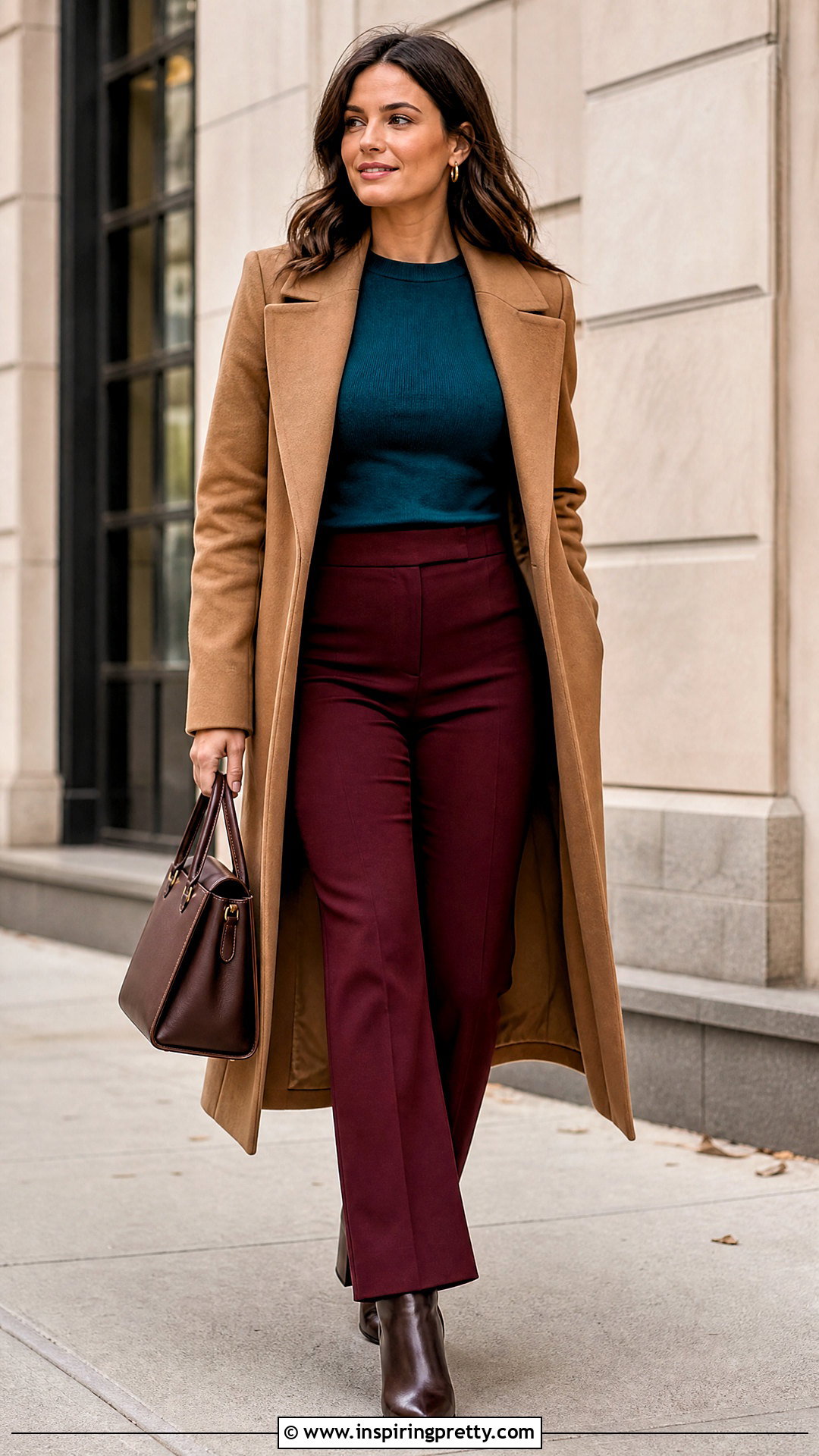 Teal Sweater With Burgundy Trousers - How To Style Teal Tops (20 Ways)