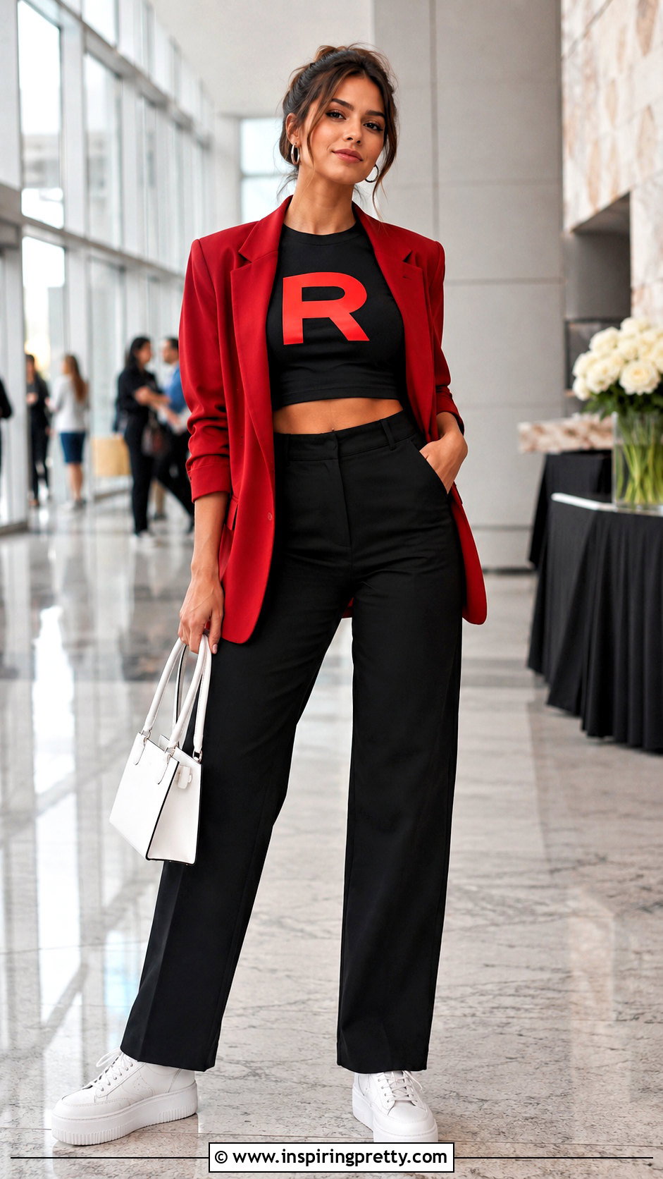 Team Rocket Crop Top With Red Blazer - 20 team rocket crop top outfit ideas