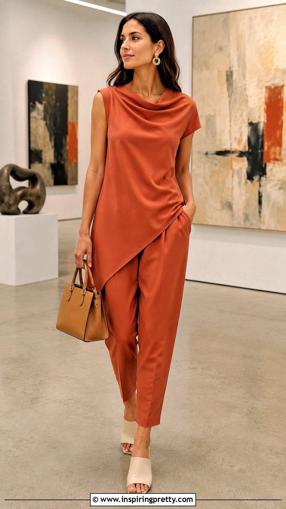 Terracotta Asymmetric pcs Trouser Set - 50 2pcs trouser and tops