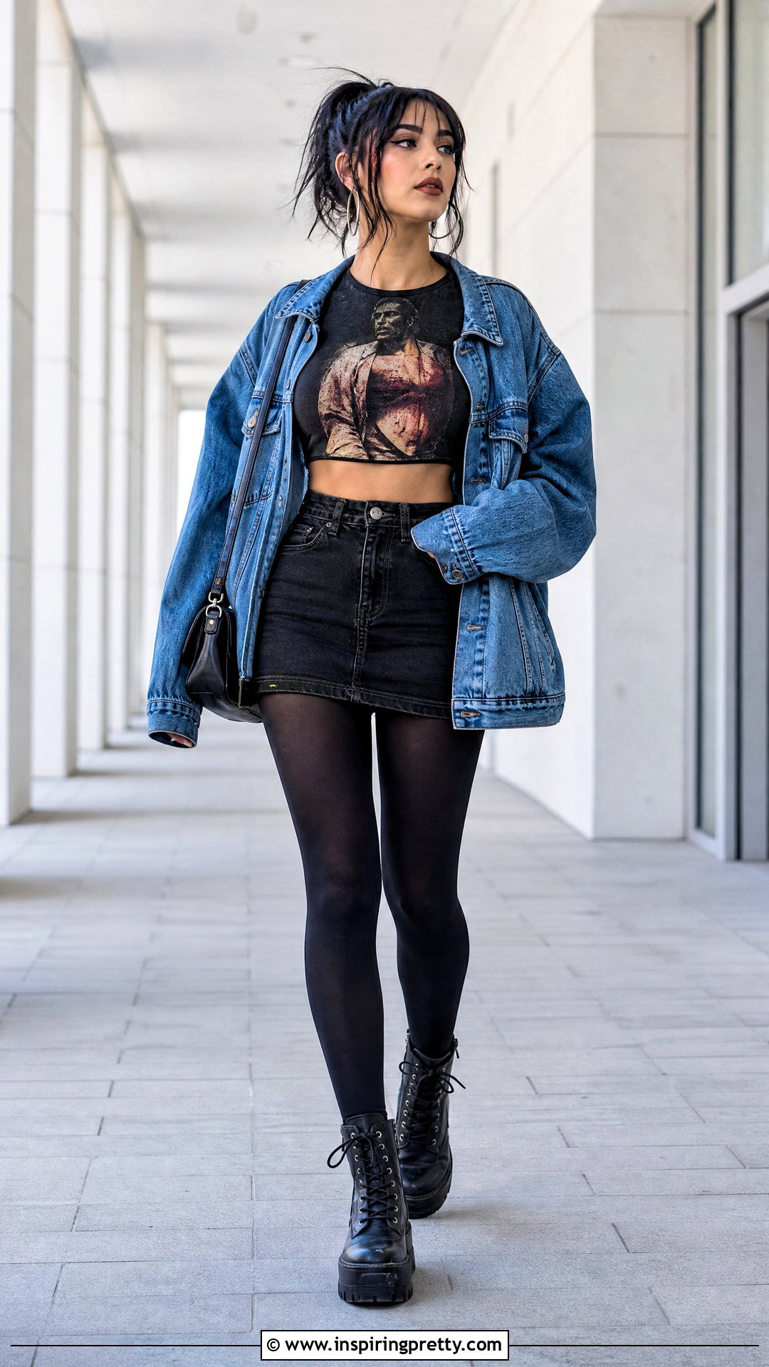 Texas Chainsaw Crop Top With Black Mini Skirt - 20 crop top texas chainsaw outfit ideas