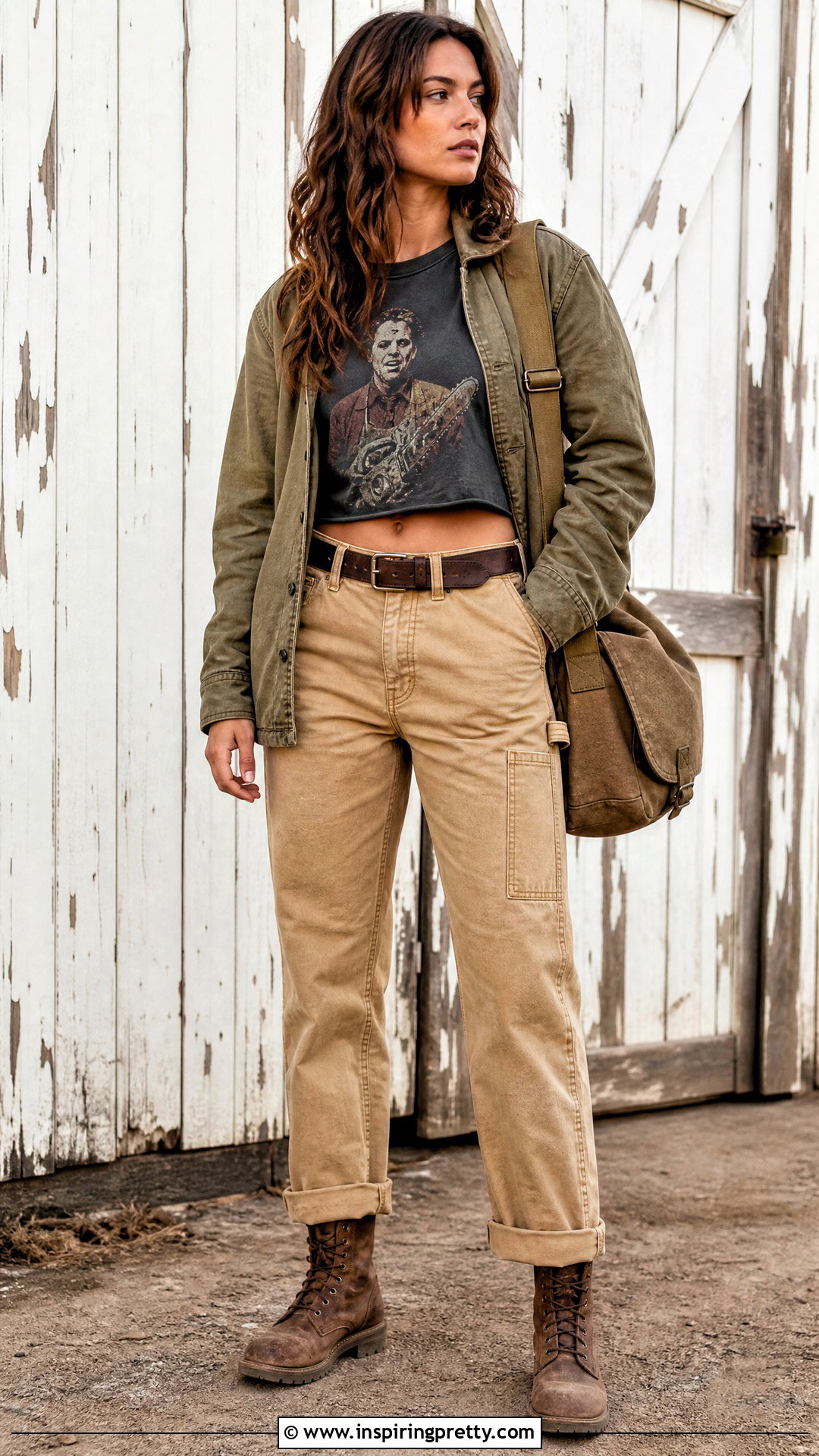 Texas Chainsaw Crop Top With Carpenter Jeans - 20 crop top texas chainsaw outfit ideas